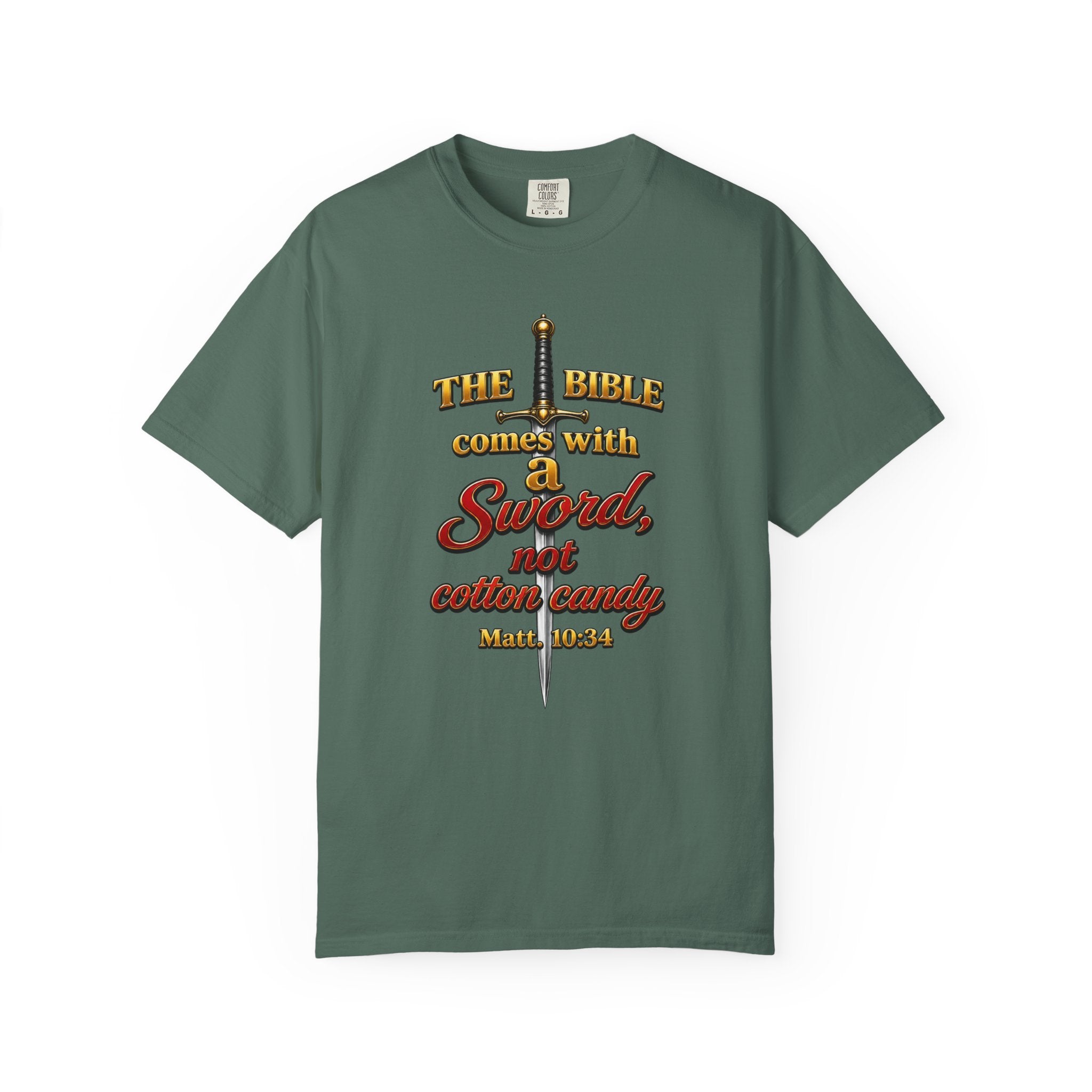 Sword Not Cotton Candy T-Shirt — "The Bible Comes With a Sword" Christian Graphic Tee