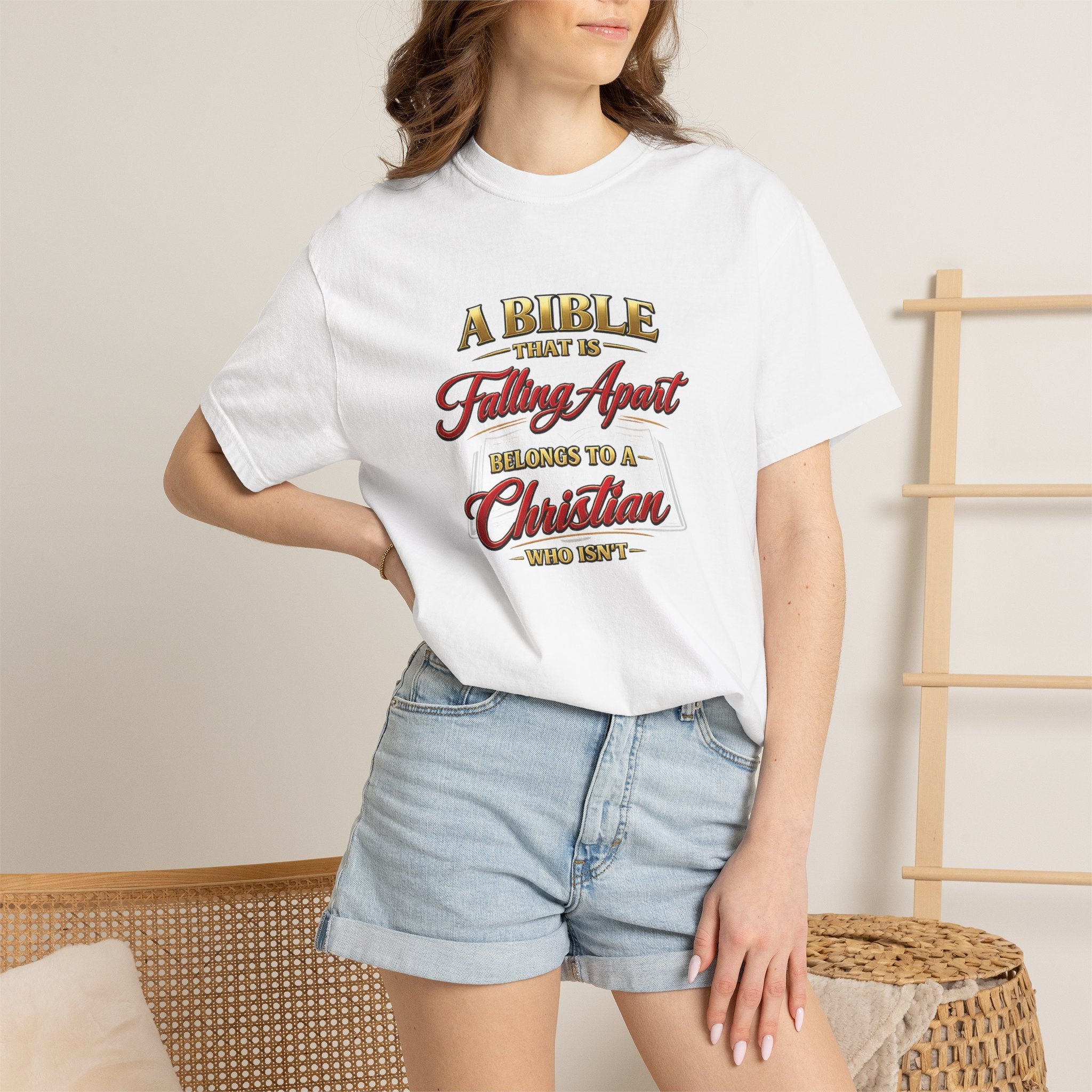 Christian Message T-Shirt — “A Bible That Is Falling Apart Belongs to a Christian Who Isn’t” Spiritual Faith Tee