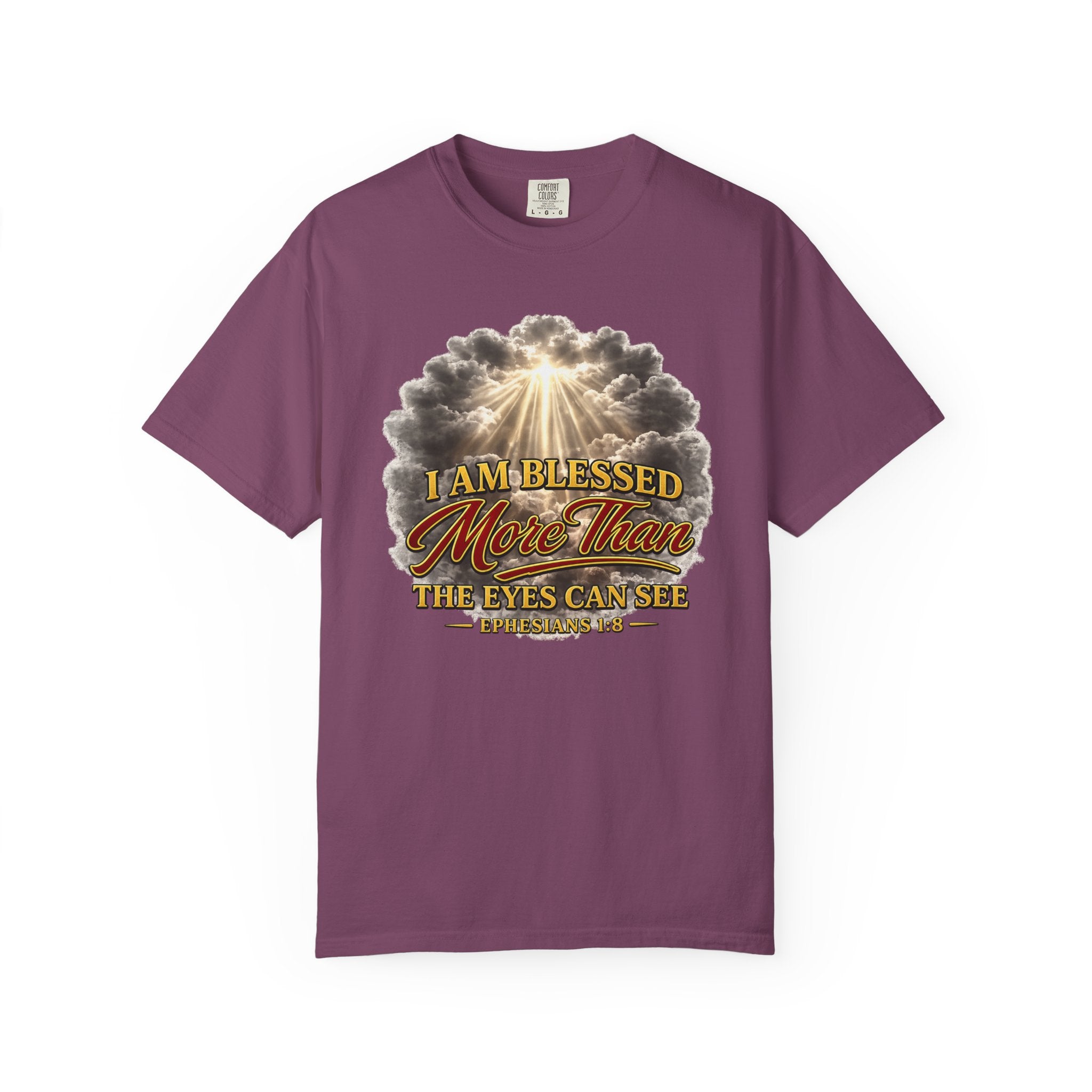 Blessed Beyond Sight T-Shirt — "I Am Blessed More Than The Eyes Can See" Christian Faith Tee