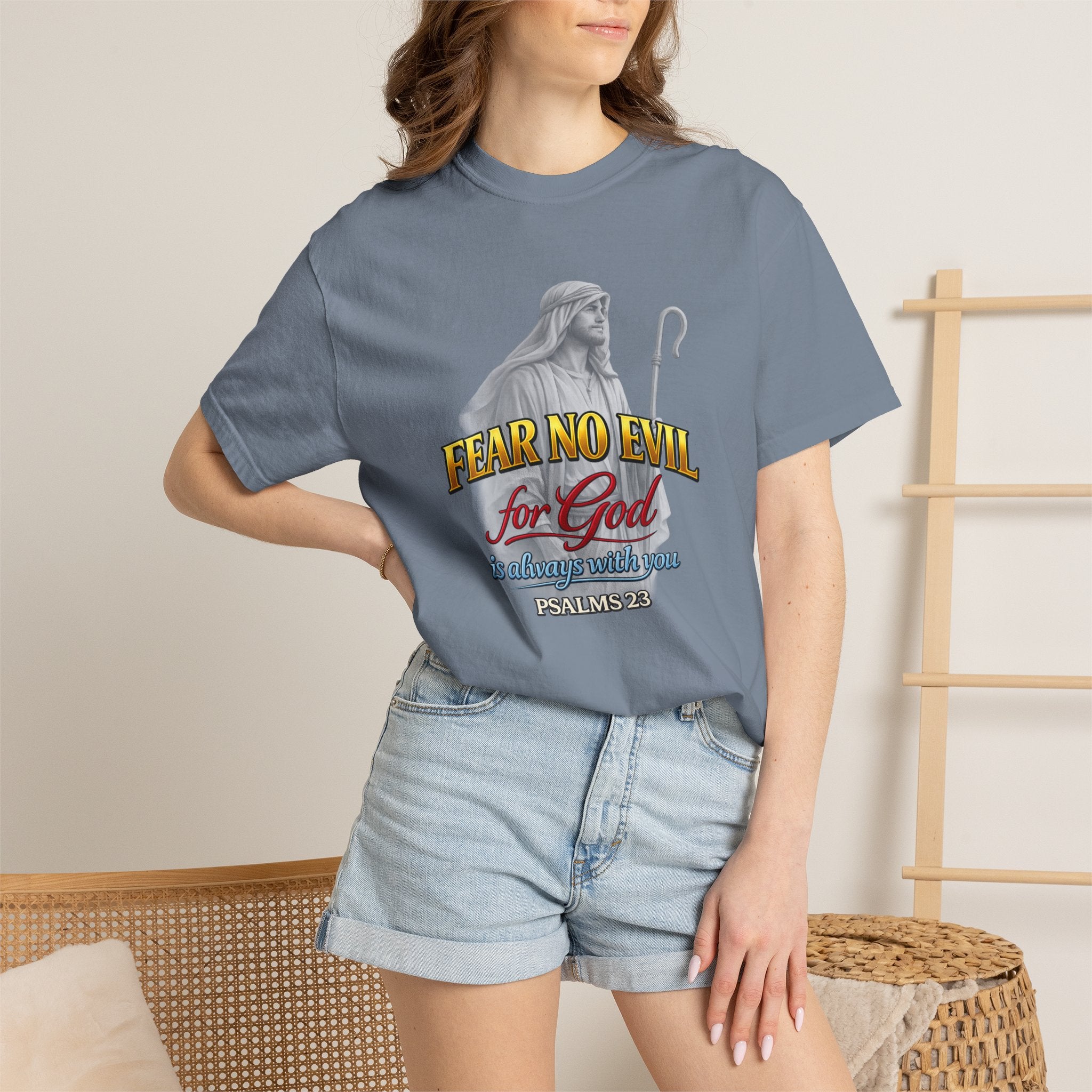 Faith Graphic T-Shirt — “Fear No Evil for God” Psalm 23 Christian Tee