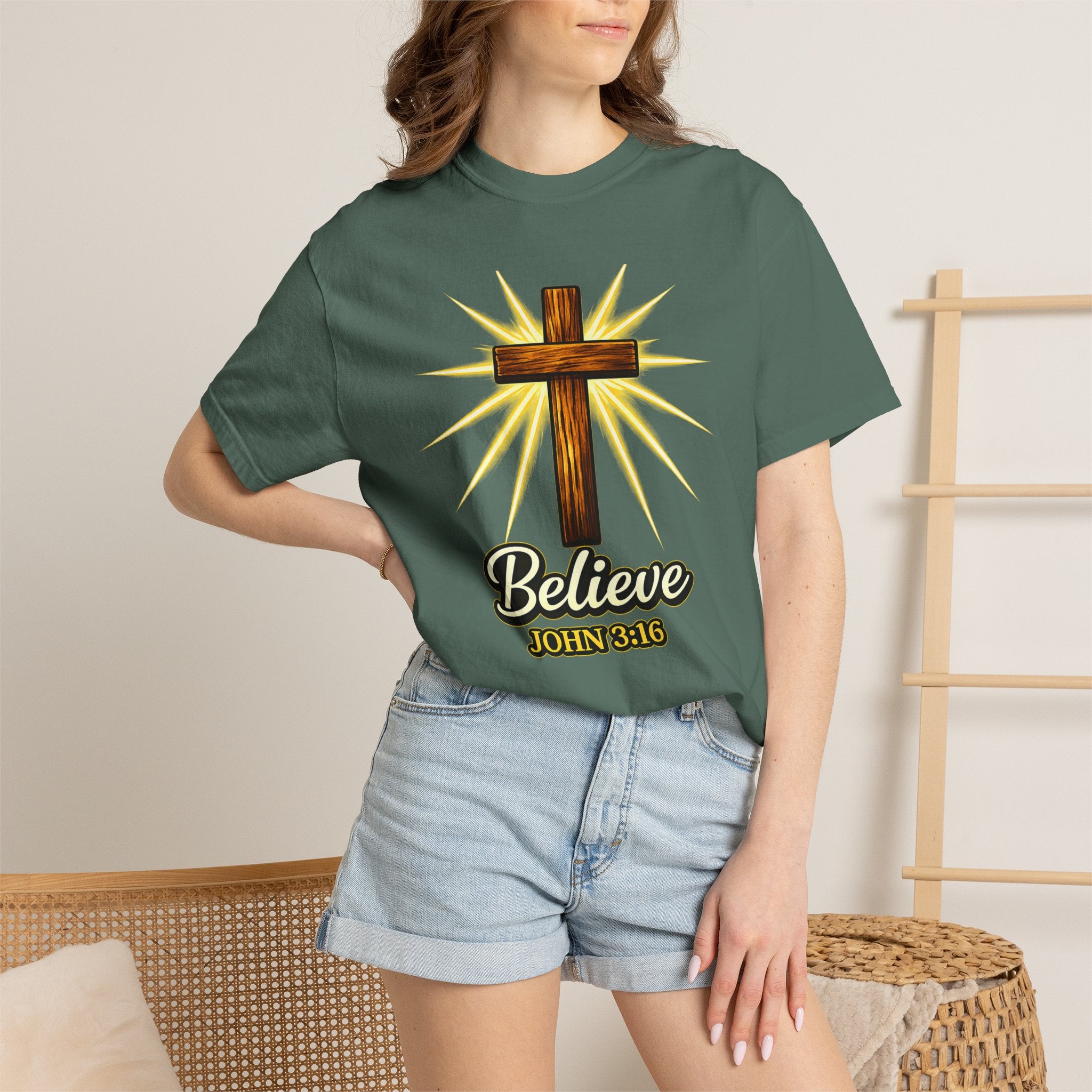 Believe John 3:16 Cross T‑Shirt