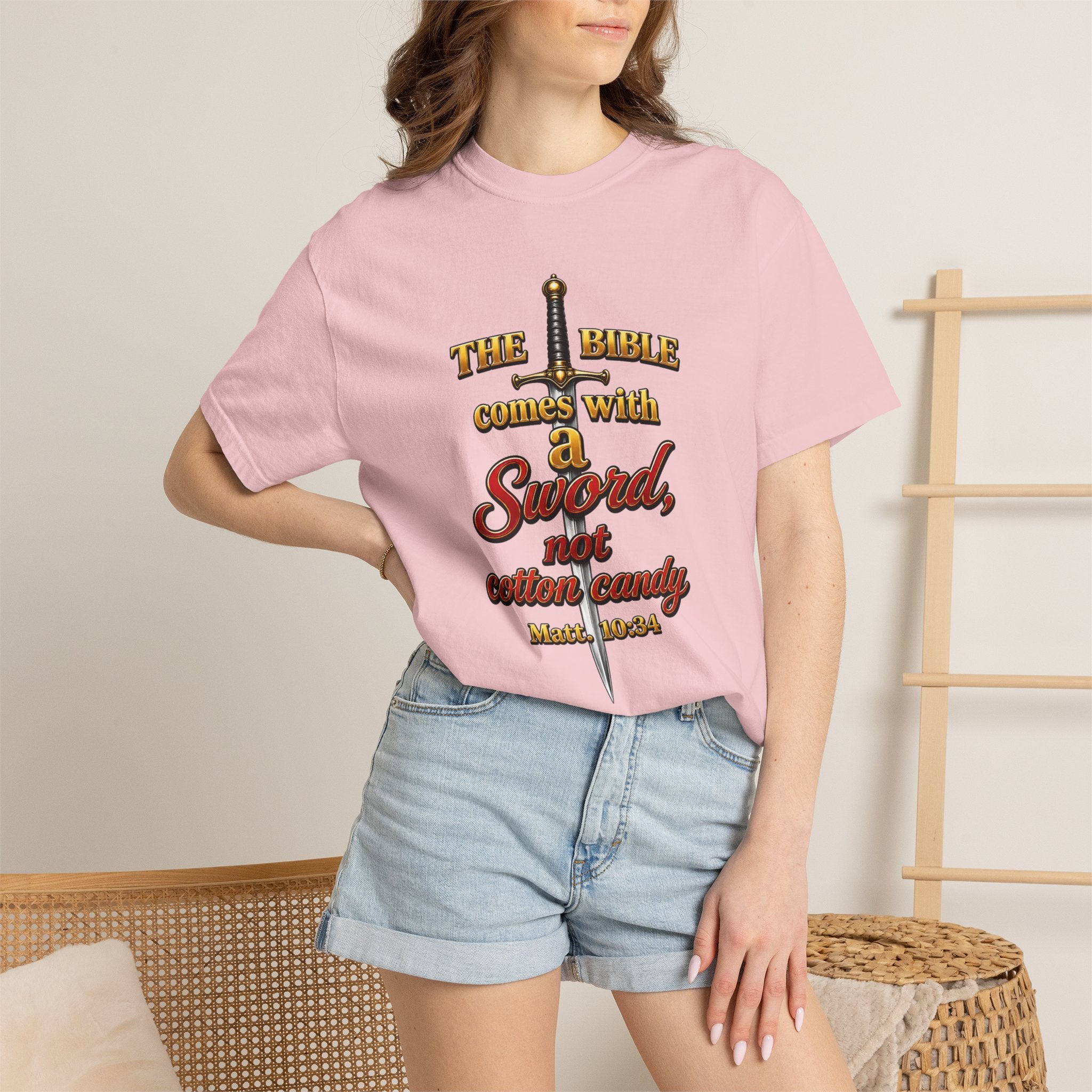 Sword Not Cotton Candy T-Shirt — "The Bible Comes With a Sword" Christian Graphic Tee