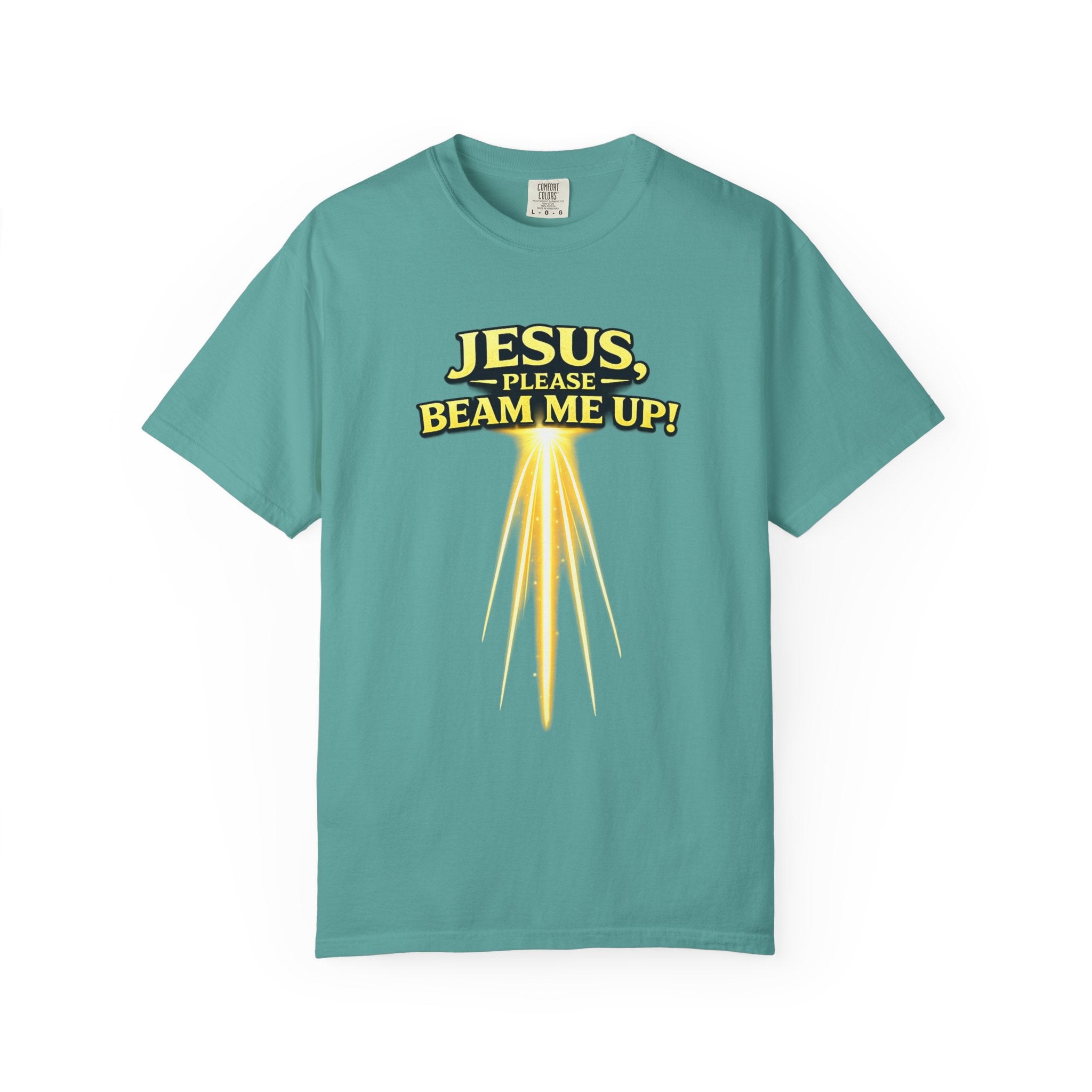 Jesus Please Beam Me Up T-Shirt — Christian Graphic Tee with Heavenly Beam