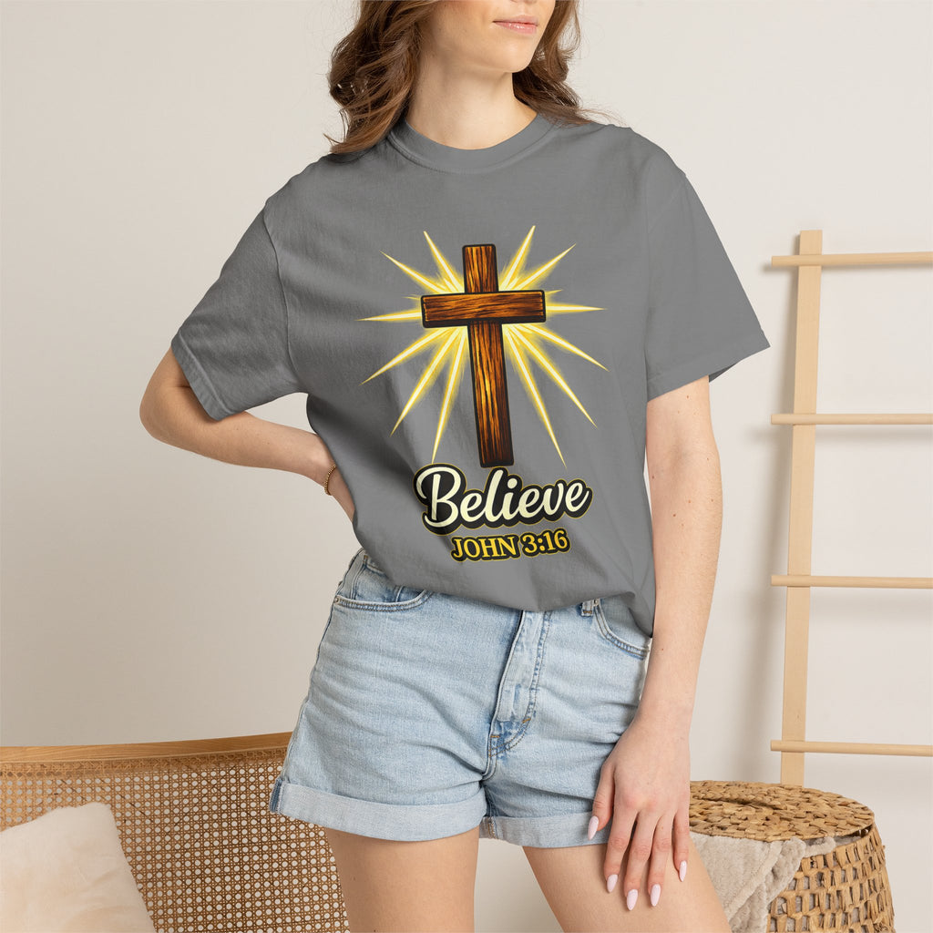 Believe John 3:16 Cross T‑Shirt