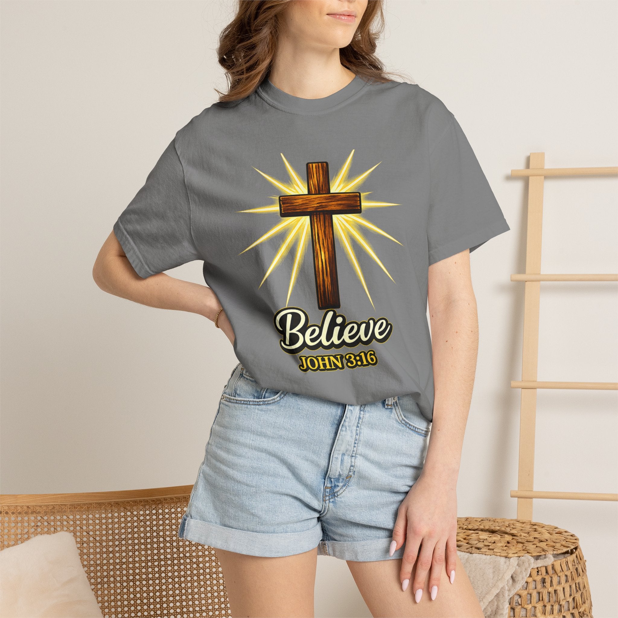 Believe John 3:16 Cross T‑Shirt