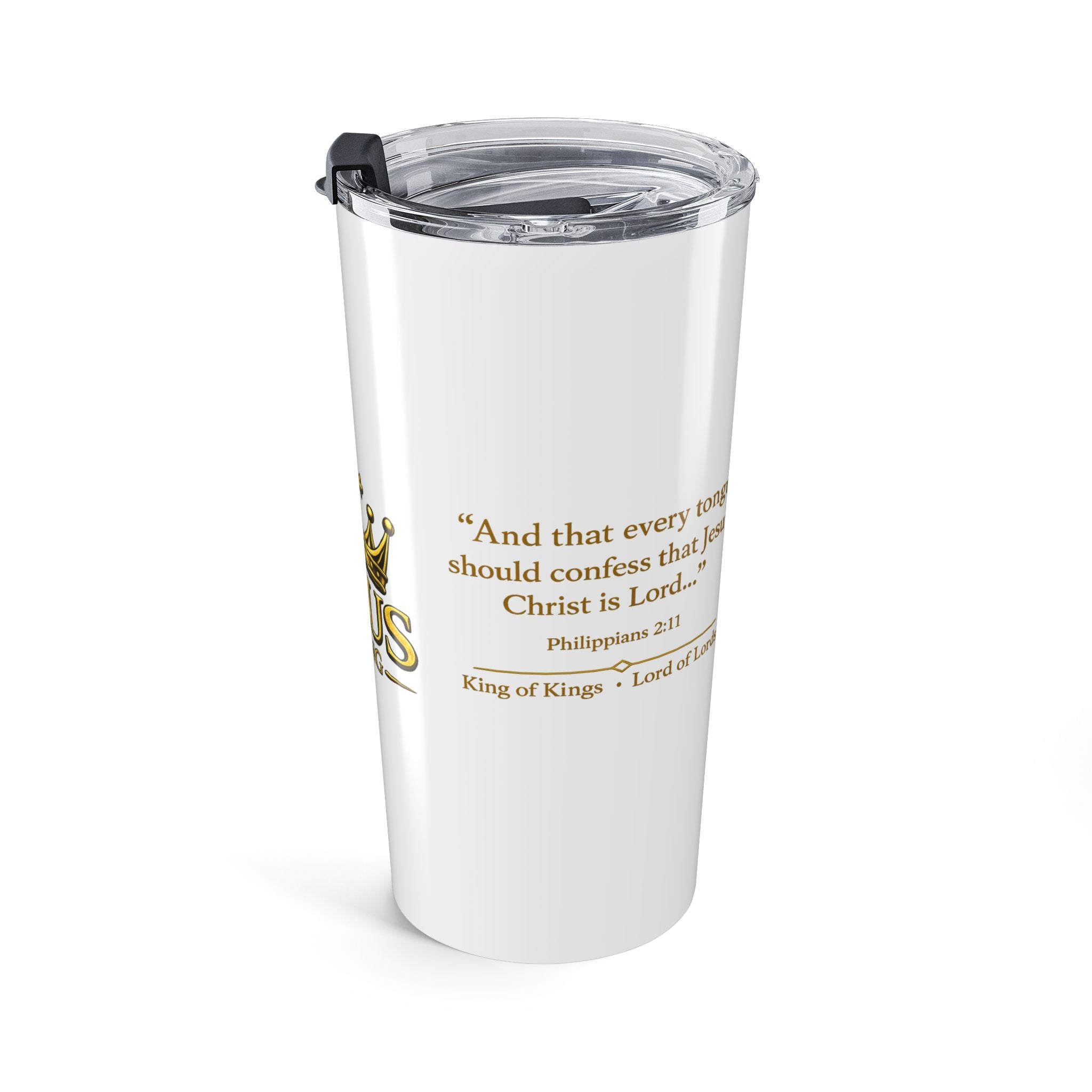 Jesus Is King 20oz Tumbler — Christian Faith Travel Mug with Crown Design