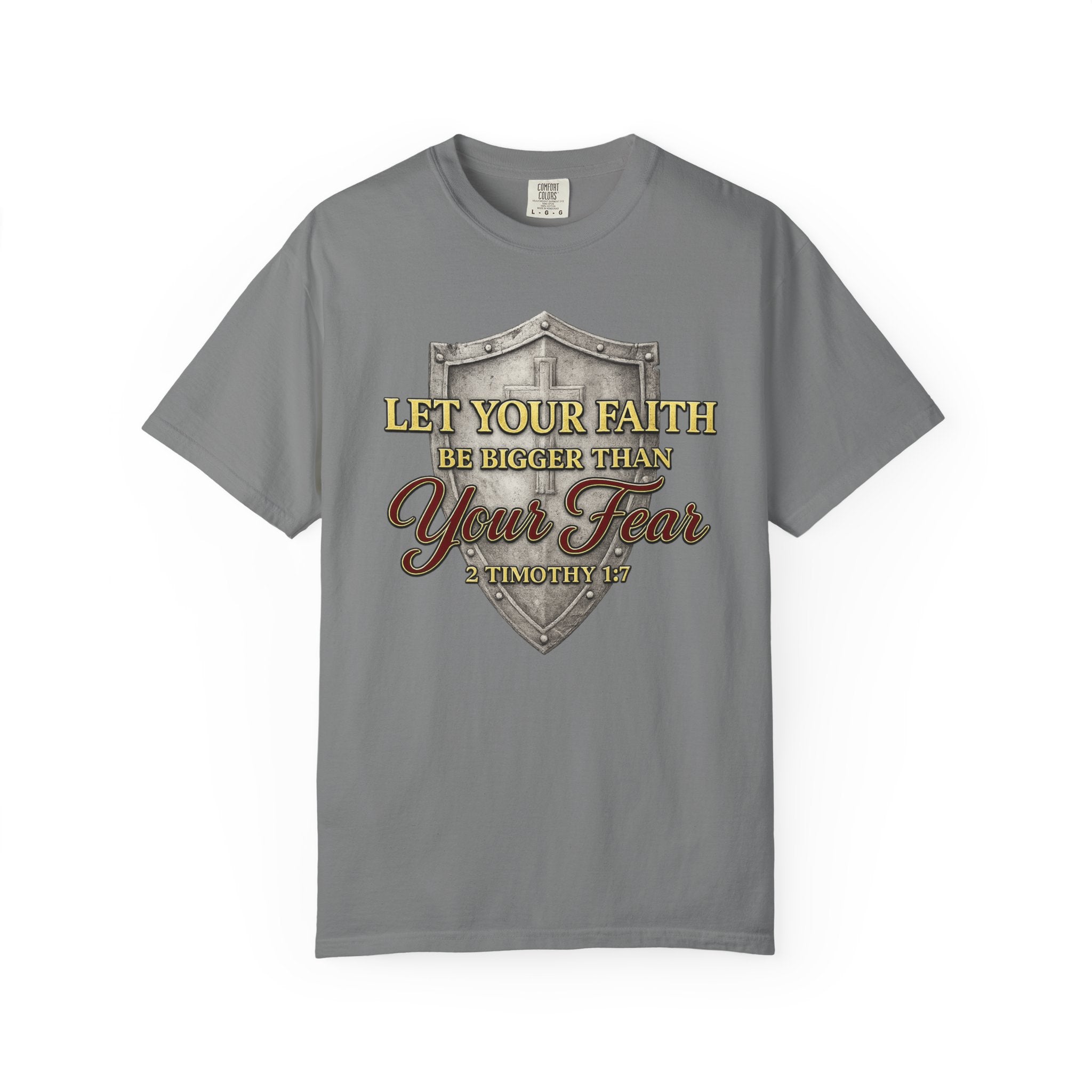 Faith Shield T-Shirt — "Let Your Faith Be Bigger Than Your Fear" Inspirational Christian Tee