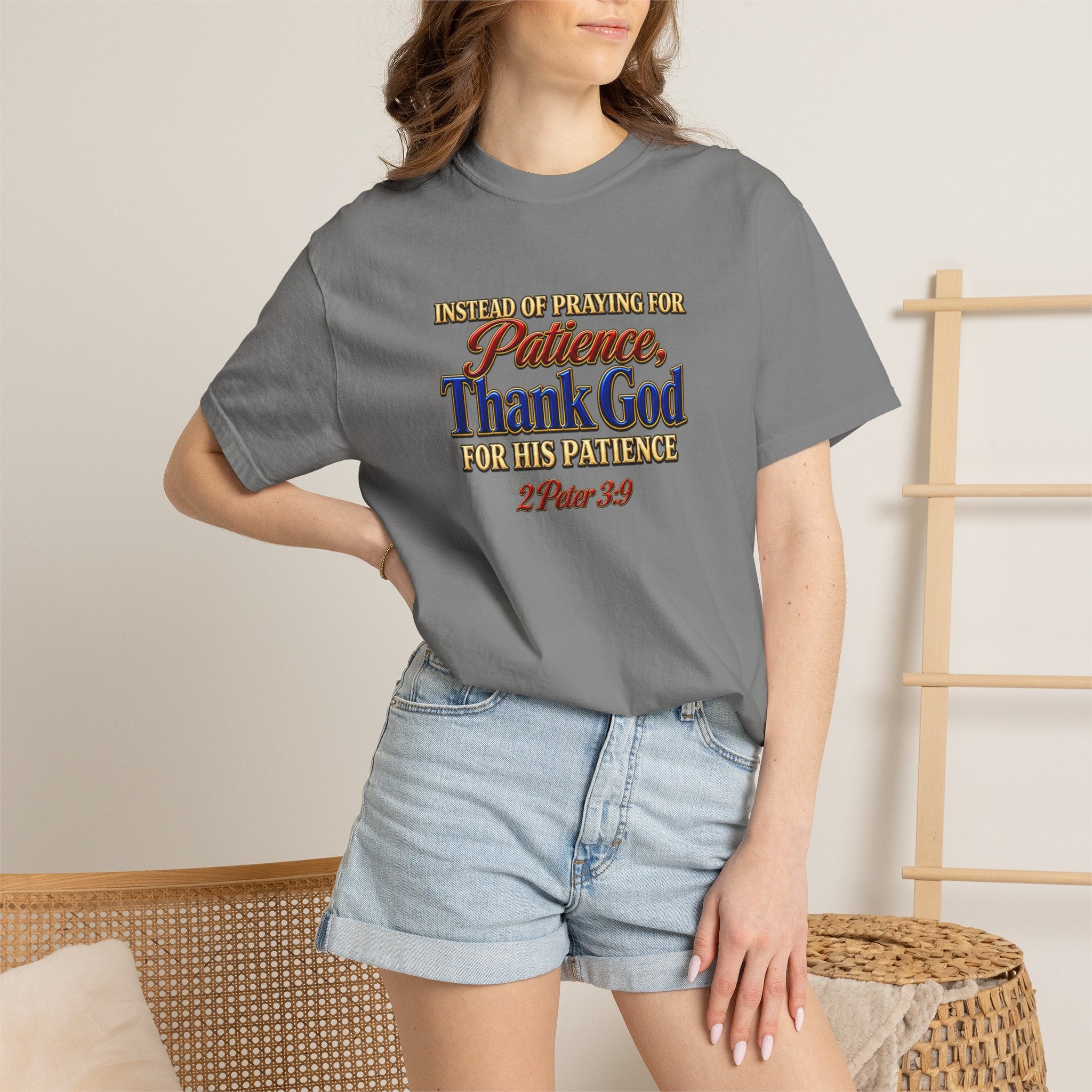 Patience Thank God T-Shirt — Christian Faith Scripture Tee (2 Peter 3:9)