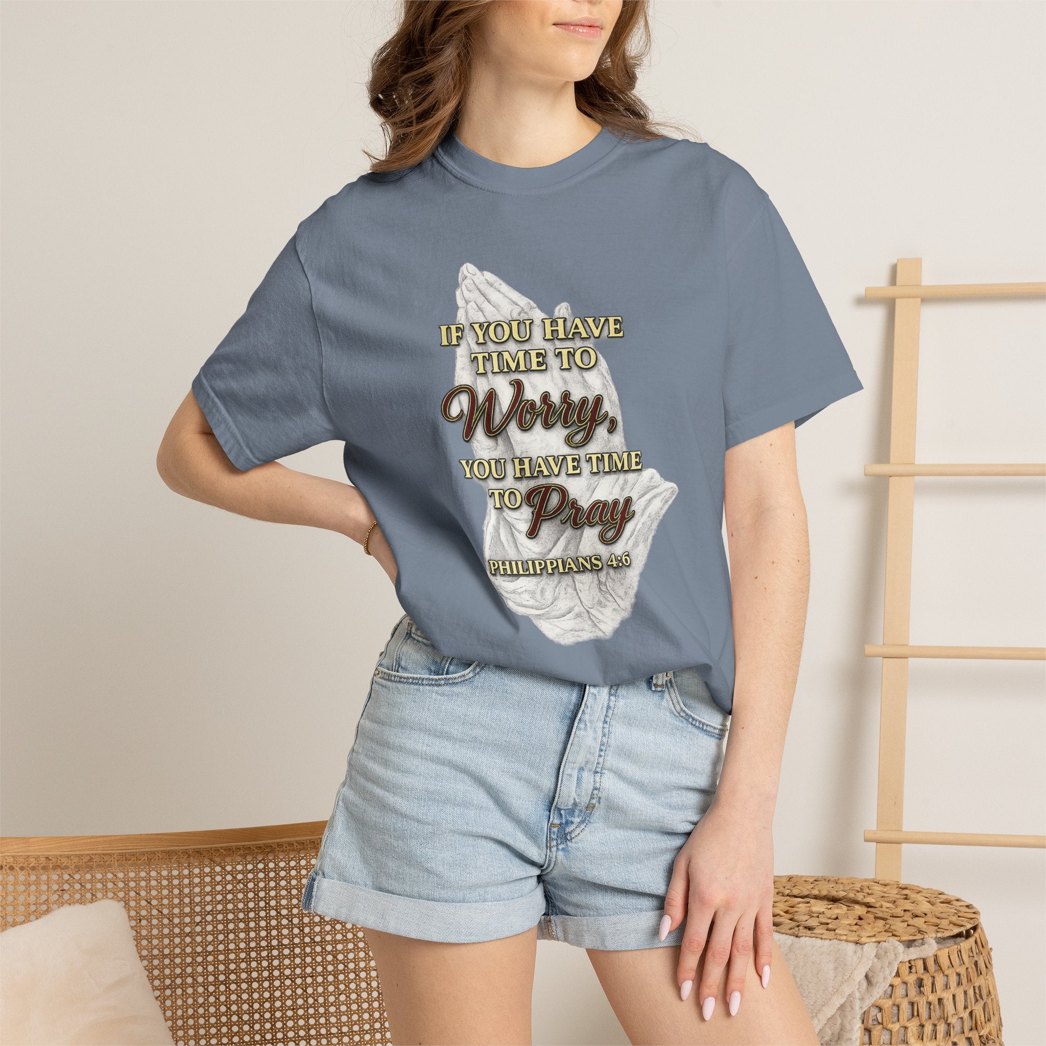 Prayer Reminder T-Shirt — “If You Have Time to Worry, You Have Time to Pray” Christian Tee