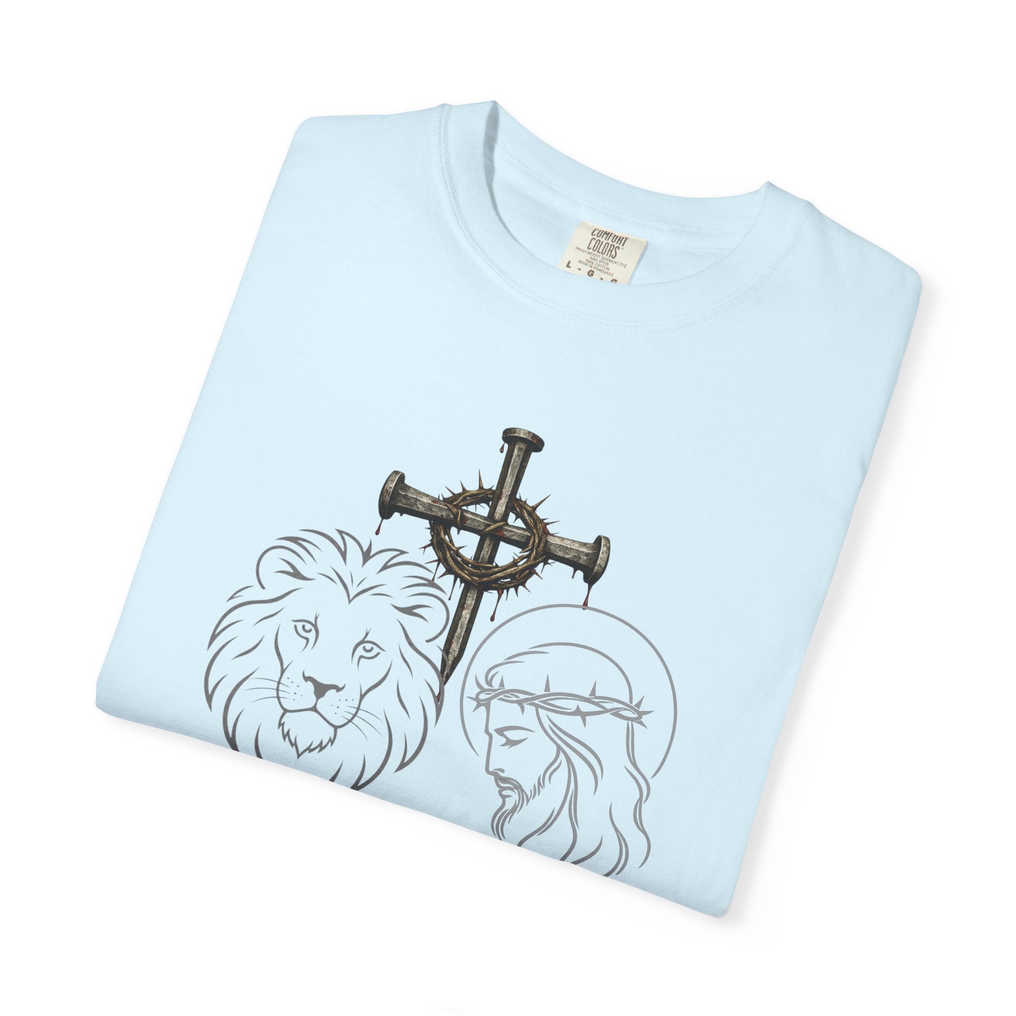 Christian Lion & Cross T-Shirt — 'Revelation 5' Faith Graphic Tee