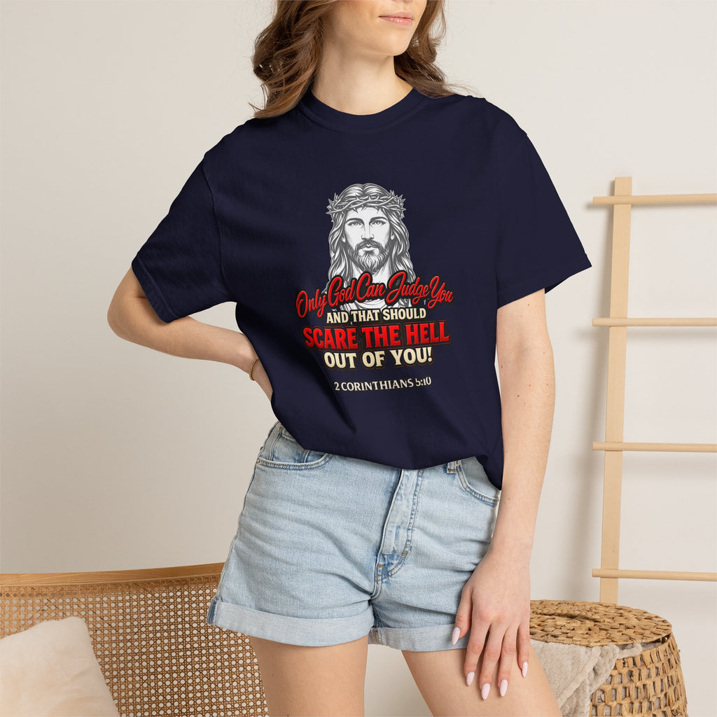 Religious Graphic T-Shirt — "Only God Can Judge You" (Full Armor of God)
