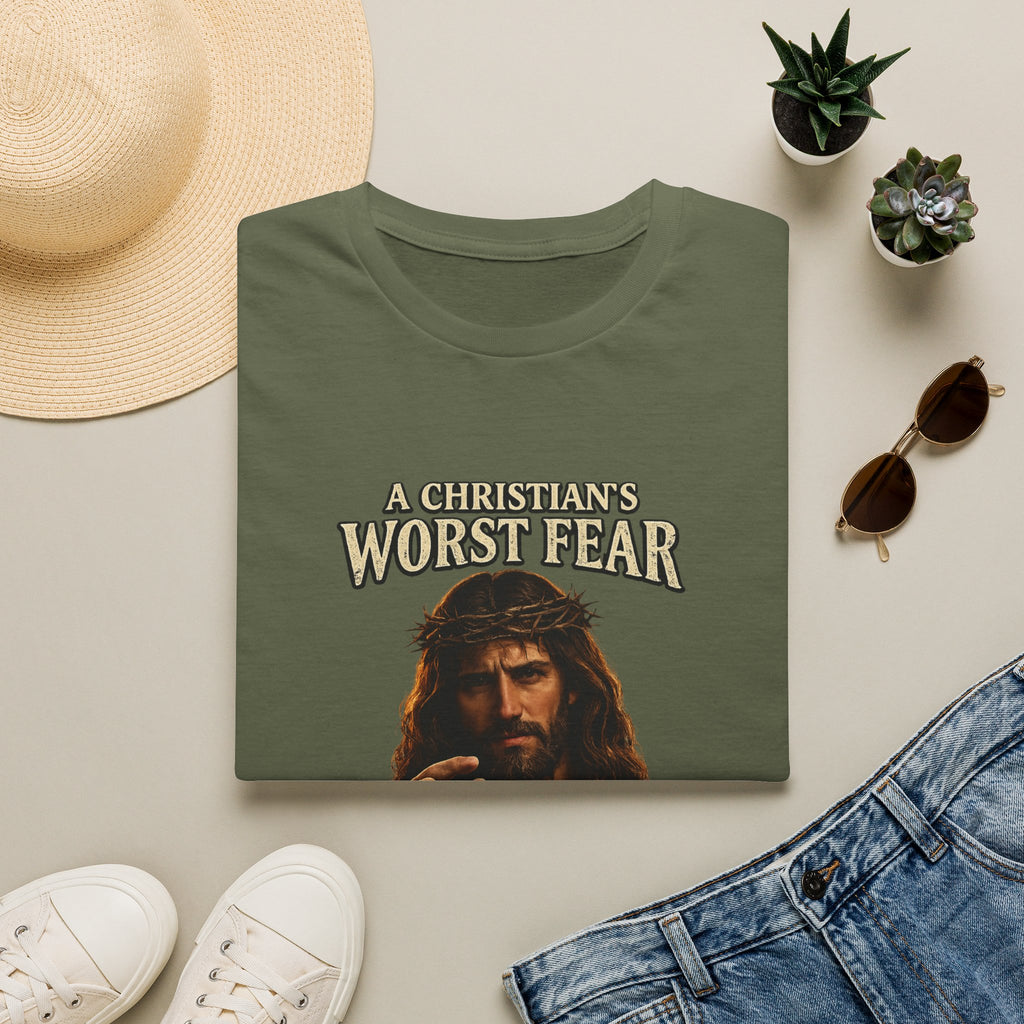 T-Shirt — “A Christian’s Worst Fear: You Were This Close” Vintage Jesus Holiday Tee