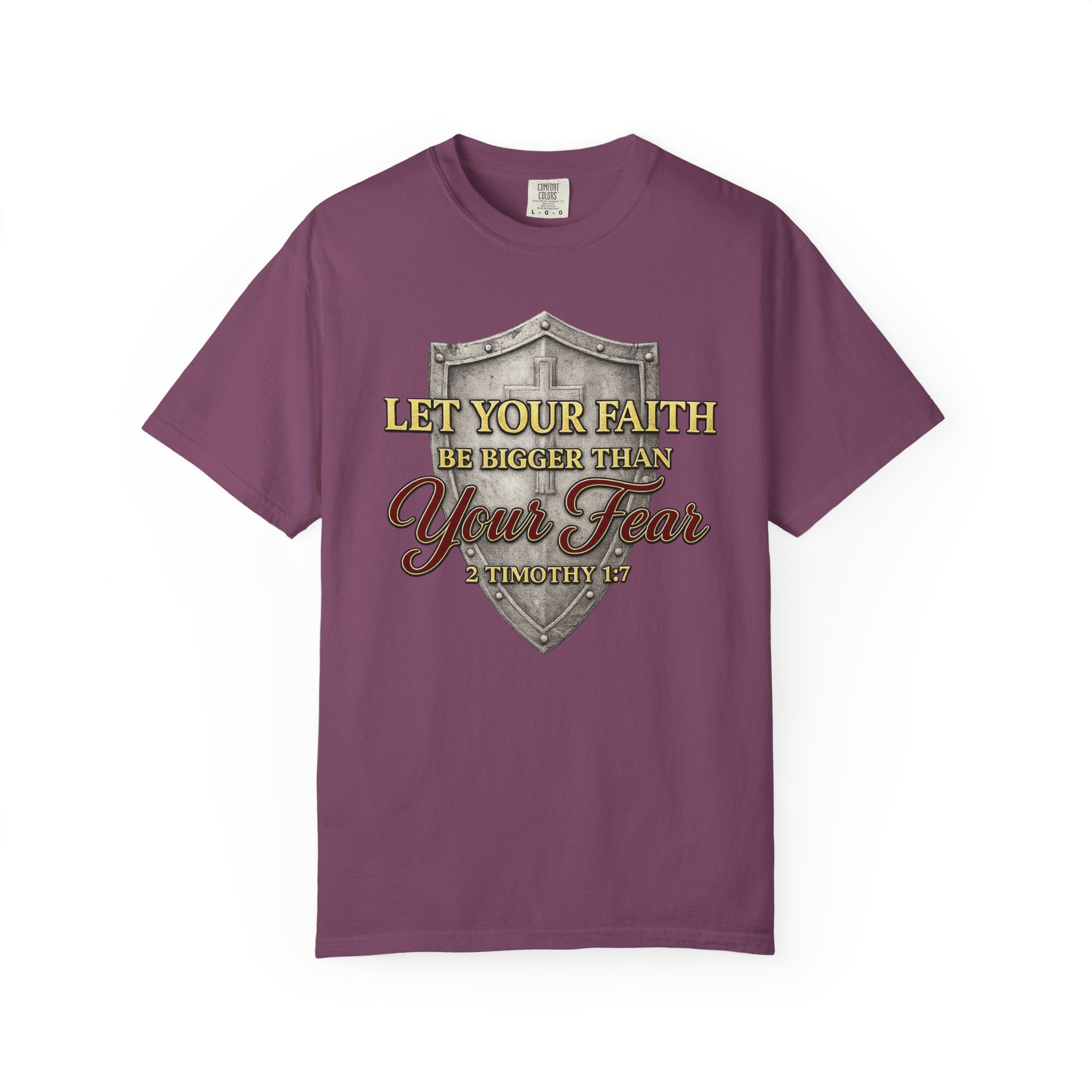 Faith Shield T-Shirt — "Let Your Faith Be Bigger Than Your Fear" Inspirational Christian Tee