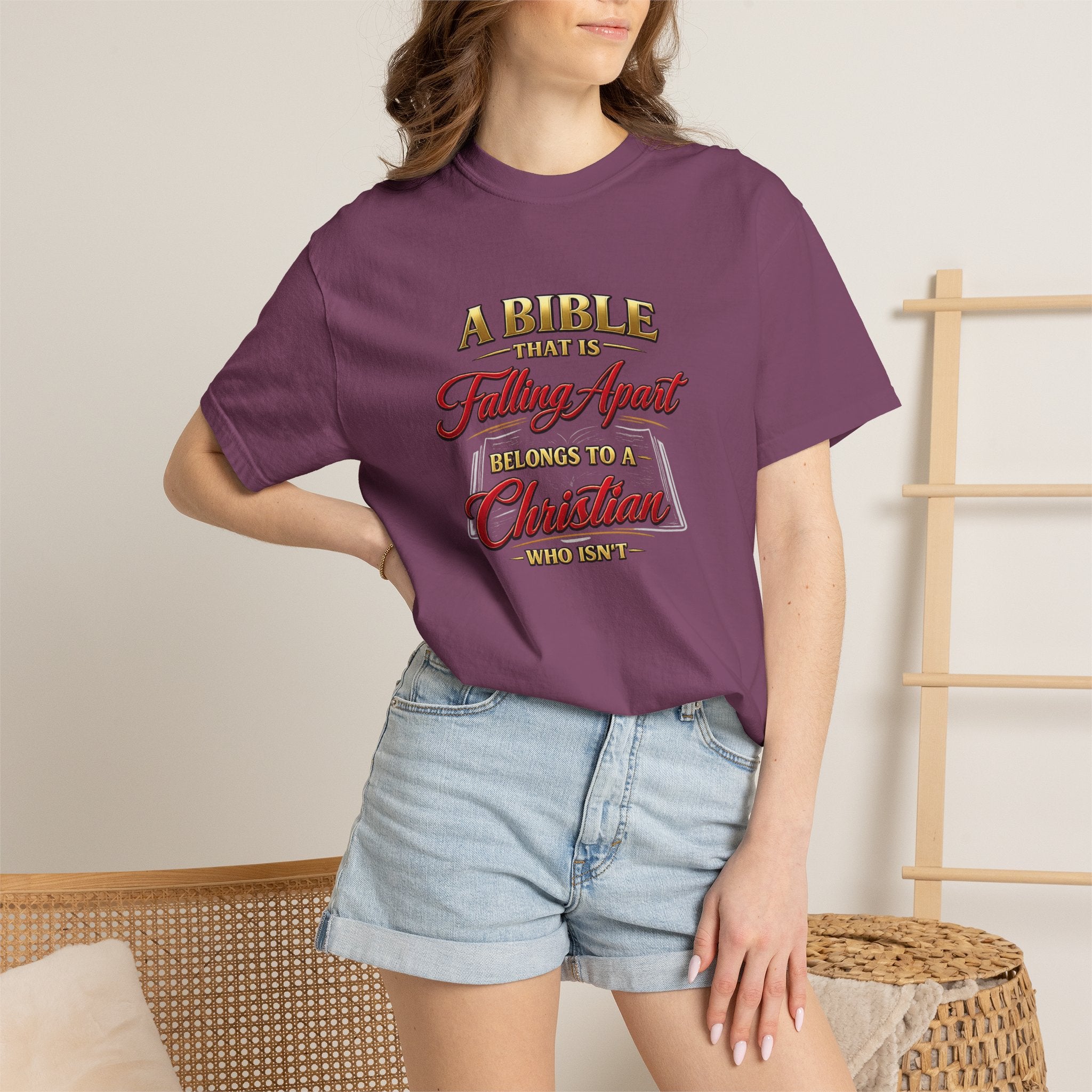 Christian Message T-Shirt — “A Bible That Is Falling Apart Belongs to a Christian Who Isn’t” Spiritual Faith Tee