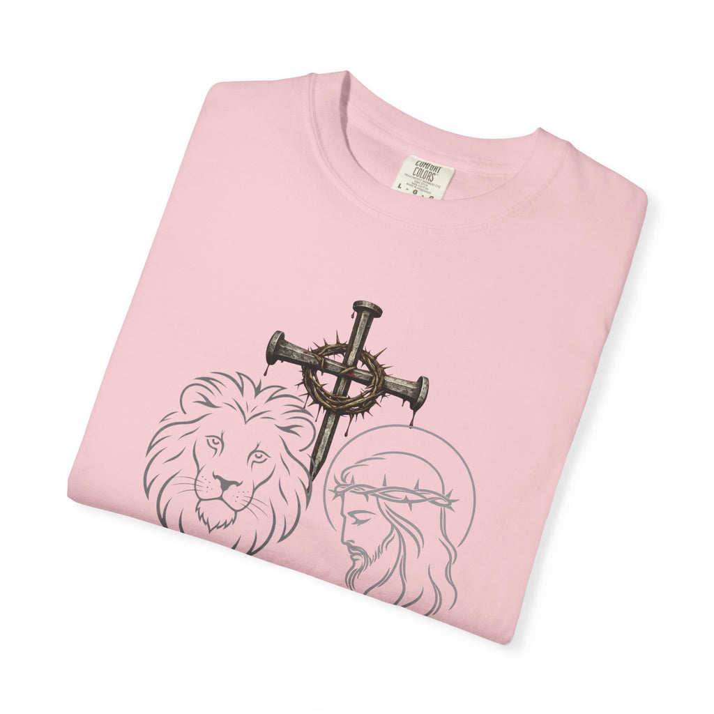 Christian Lion & Cross T-Shirt — 'Revelation 5' Faith Graphic Tee