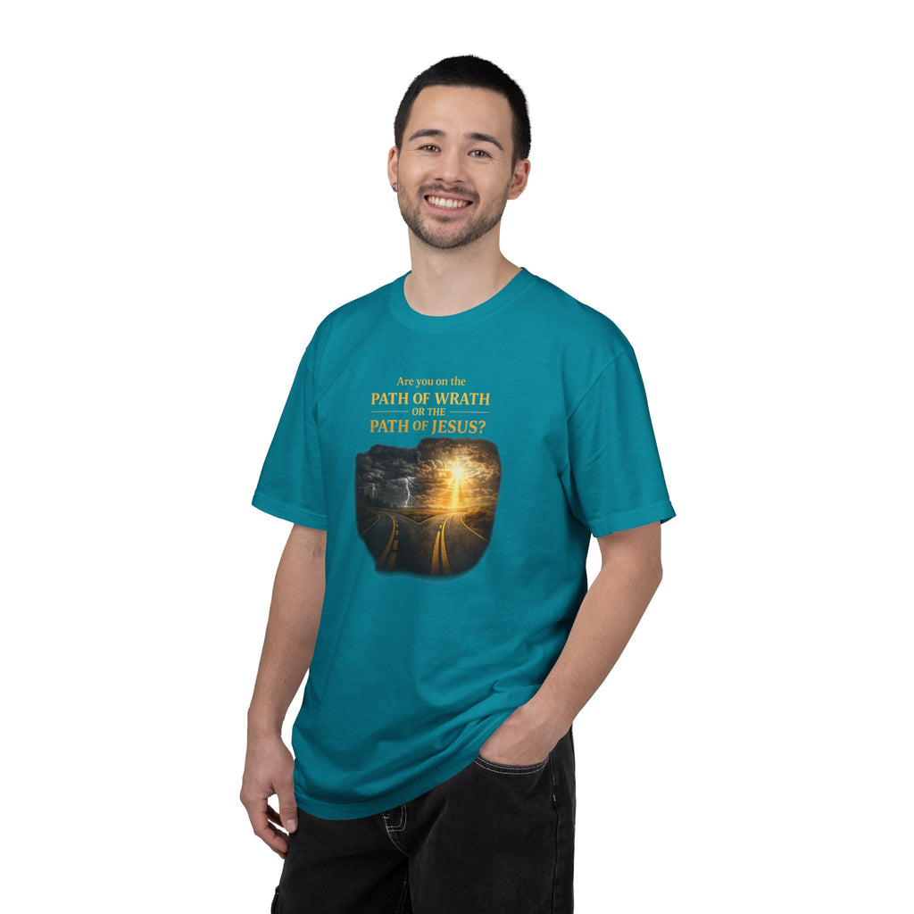 Christian Graphic T-Shirt — "Path of Wrath or Path of Jesus?" Inspirational Faith Tee