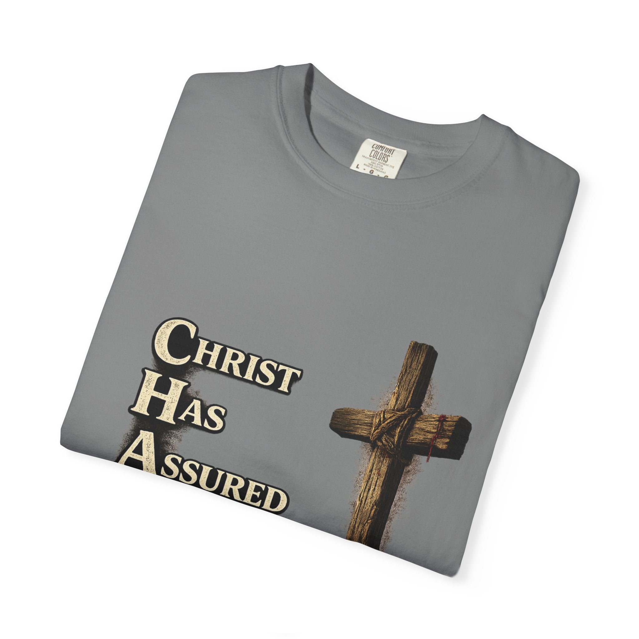 Christian Cross T‑Shirt — "CHAOS: Christ Has Assured Our Salvation" Faith Tee