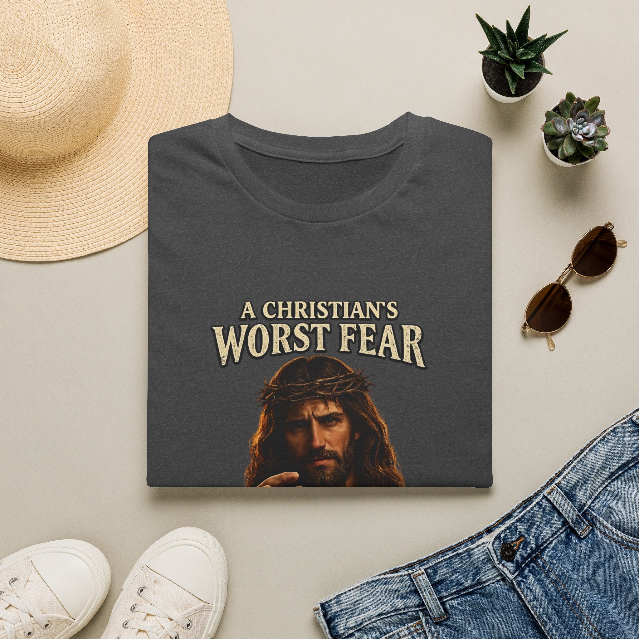 T-Shirt — “A Christian’s Worst Fear: You Were This Close” Vintage Jesus Holiday Tee