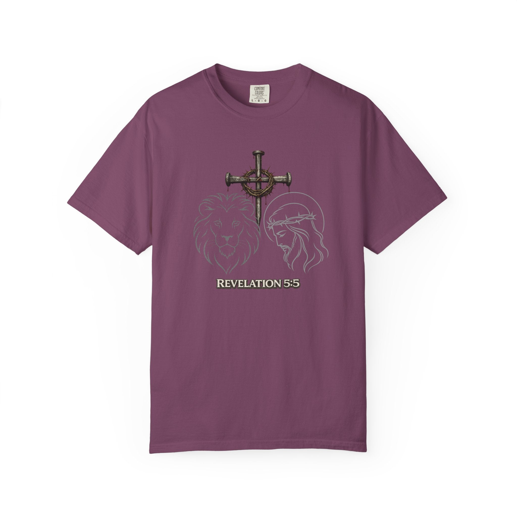 Christian Lion & Cross T-Shirt — 'Revelation 5' Faith Graphic Tee
