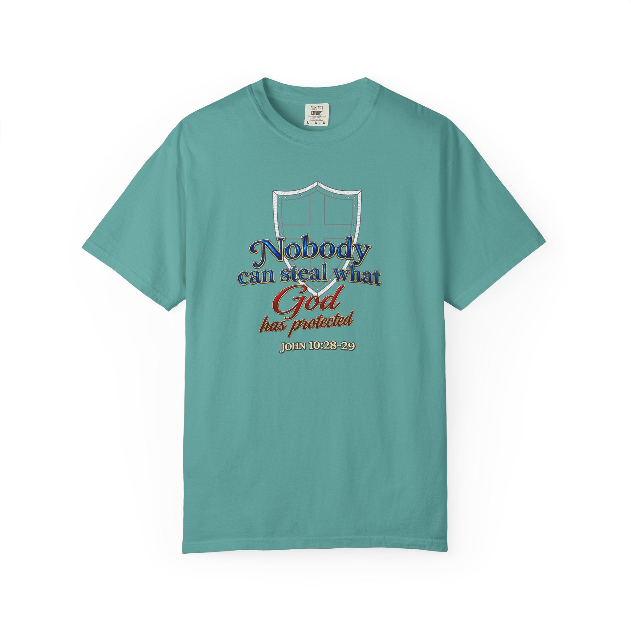 Faith Shield T‑Shirt — "Nobody Can Steal What God Has Protected" Christian Tee