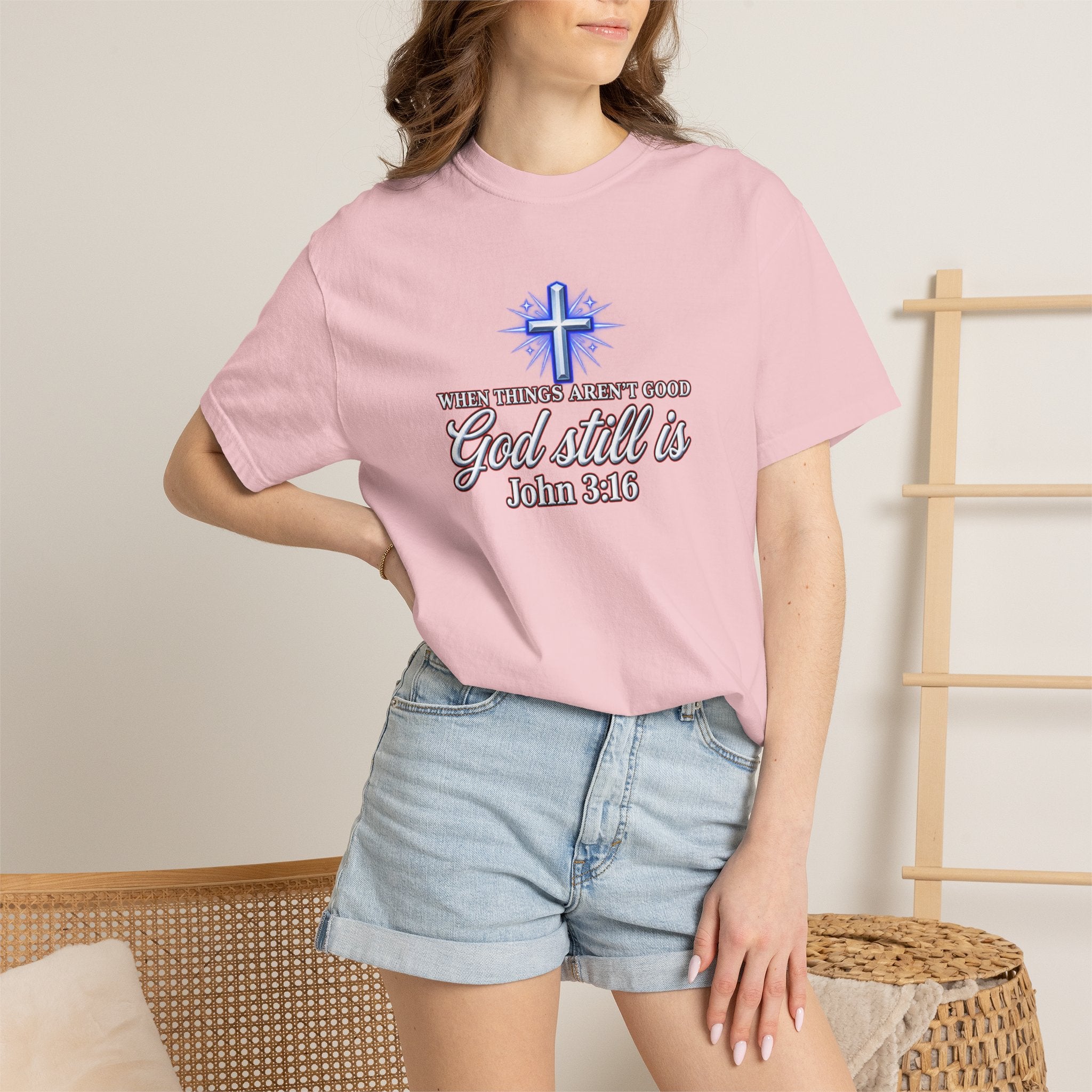 God Still Is T-Shirt – John 3:16 Cross Christian Tee (Full Armor of God)
