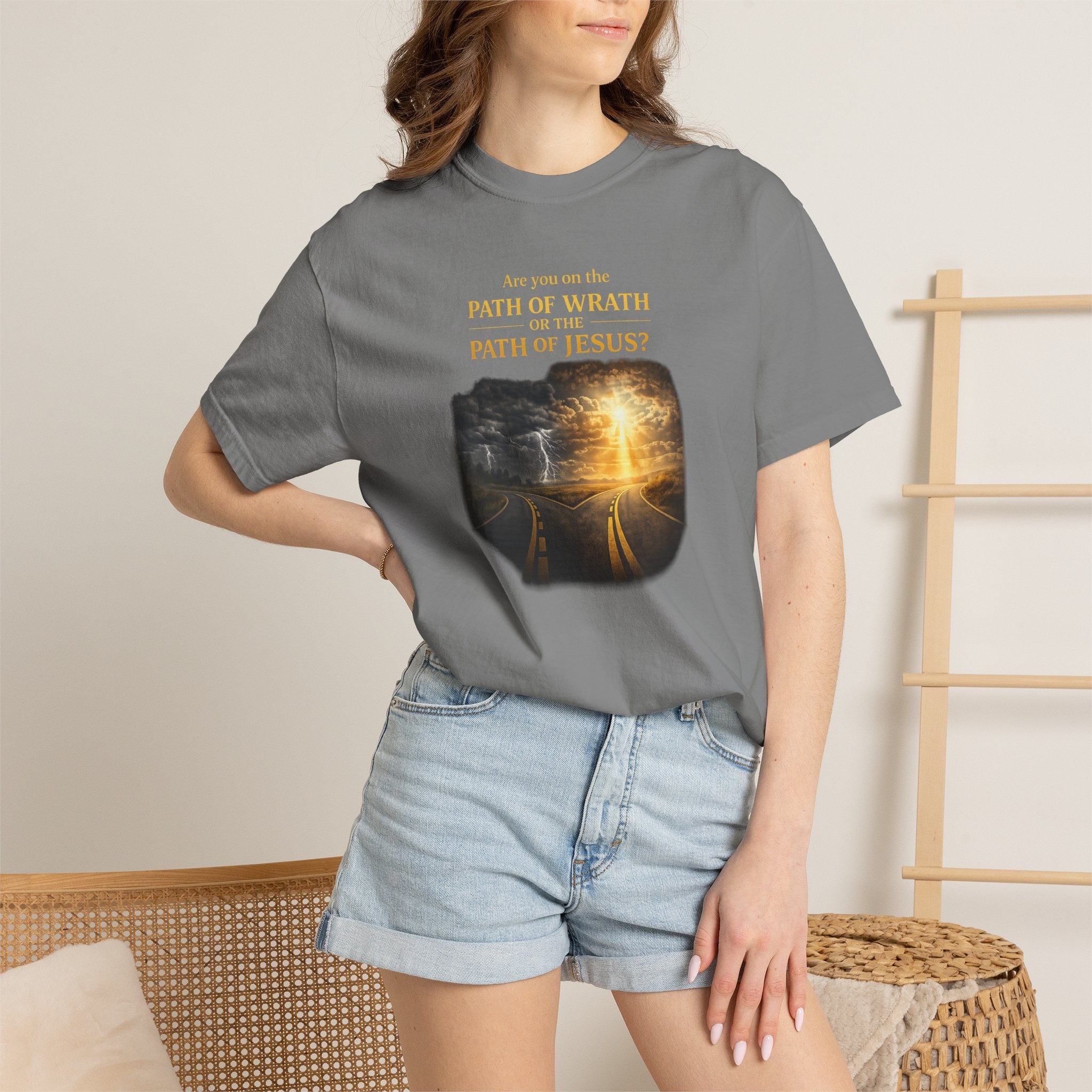 Christian Graphic T-Shirt — "Path of Wrath or Path of Jesus?" Inspirational Faith Tee