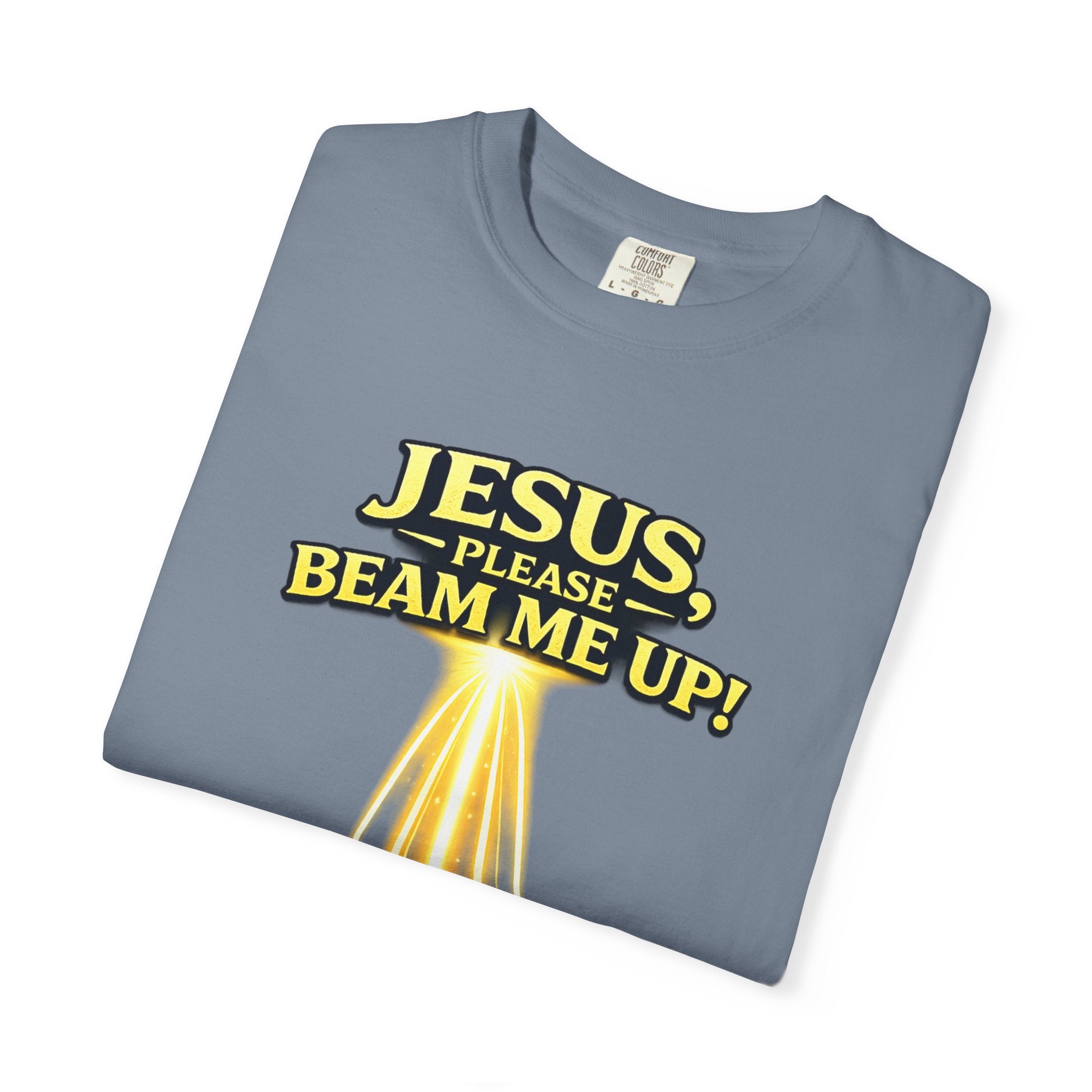 Jesus Please Beam Me Up T-Shirt — Christian Graphic Tee with Heavenly Beam