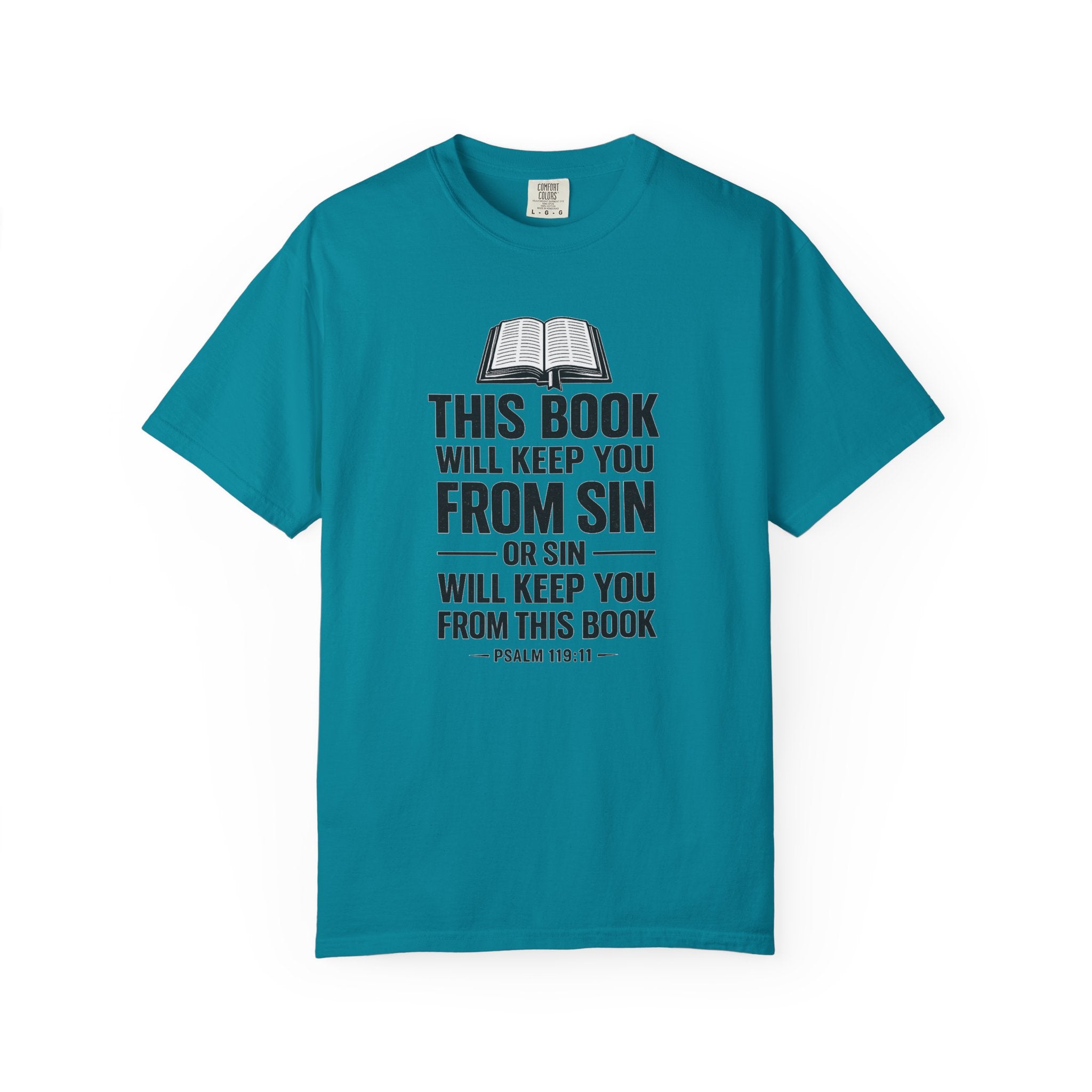 Religious T-Shirt — "This Book Will Keep You From Sin" Christian Bible Tee