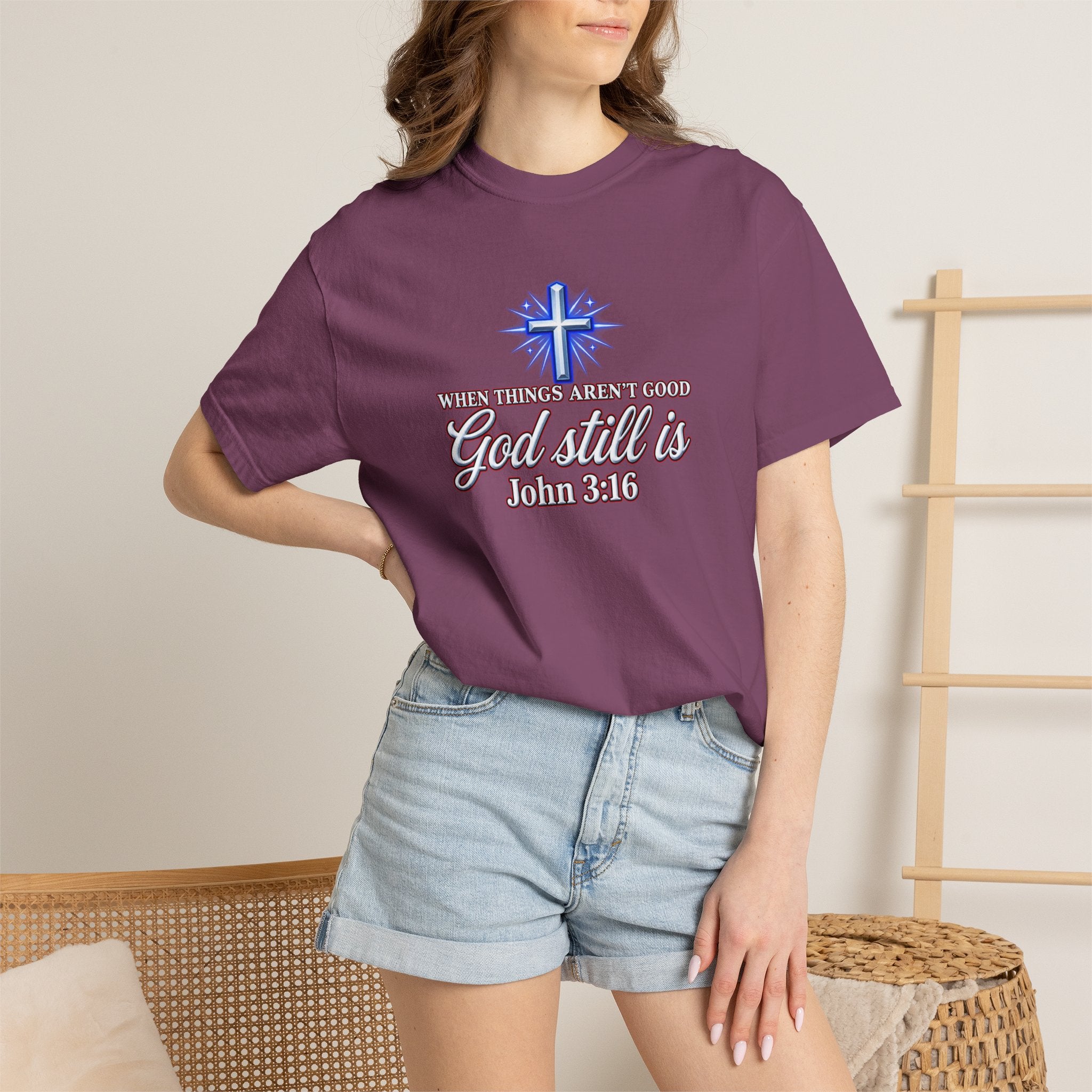 God Still Is T-Shirt – John 3:16 Cross Christian Tee (Full Armor of God)
