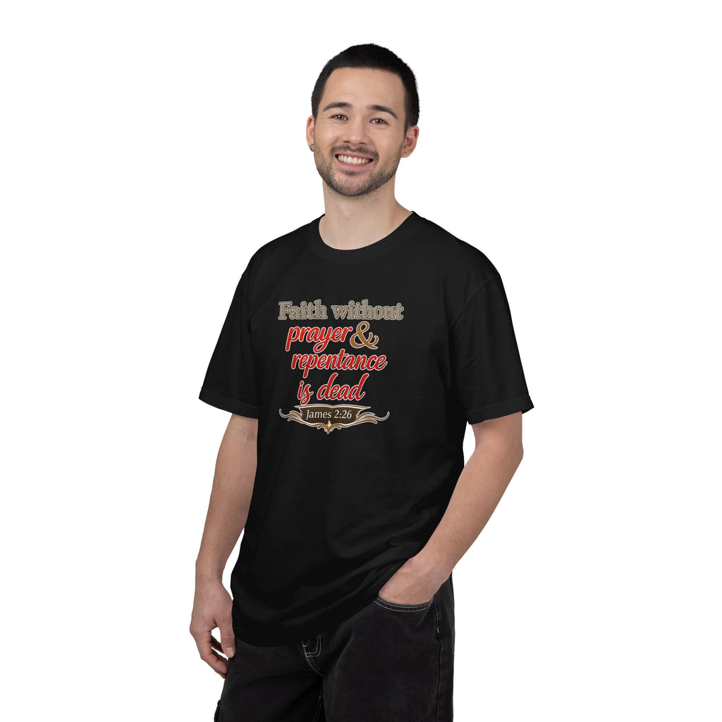 Prayer & Repentance T-Shirt — James 5:16 Inspirational Christian Tee