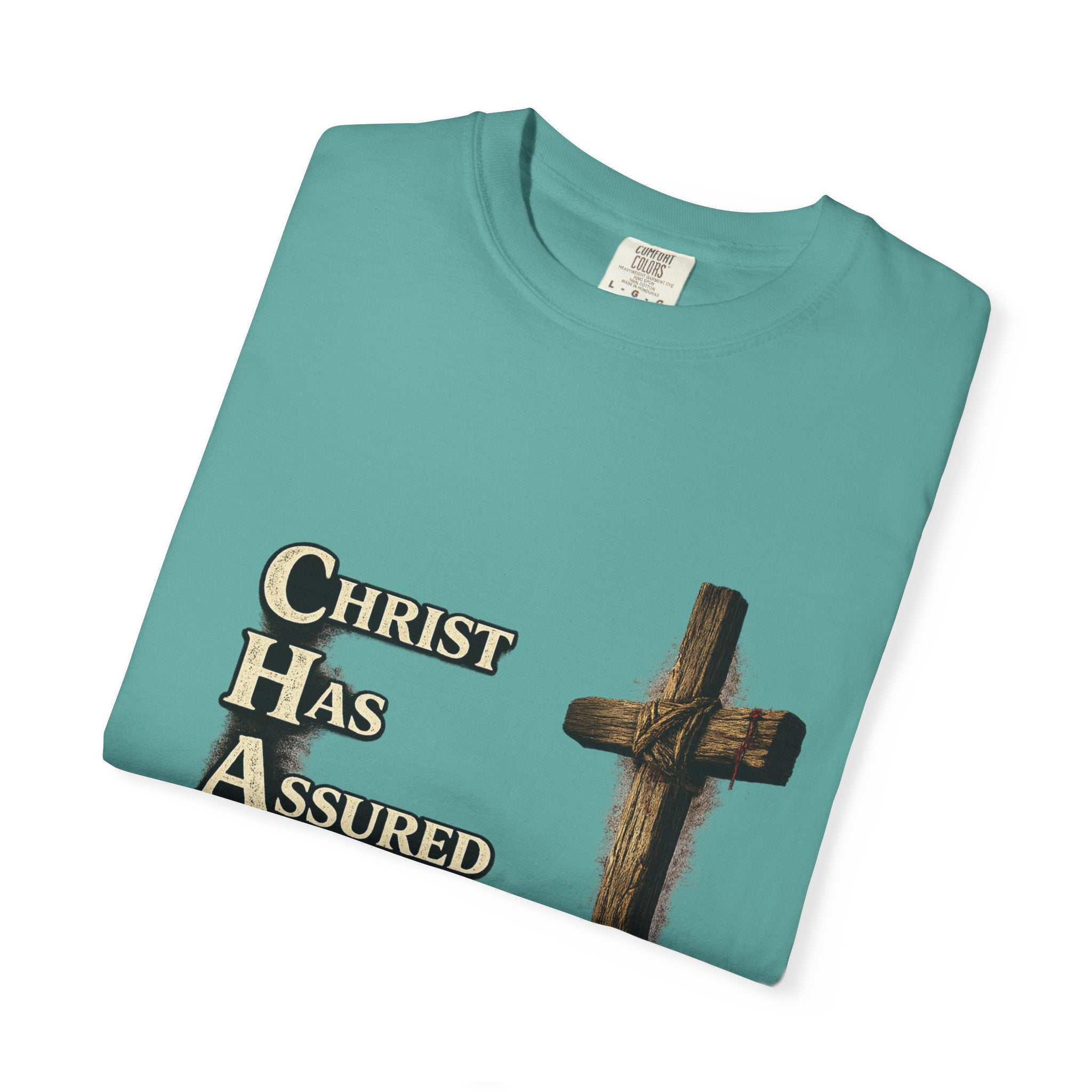 Christian Cross T‑Shirt — "CHAOS: Christ Has Assured Our Salvation" Faith Tee