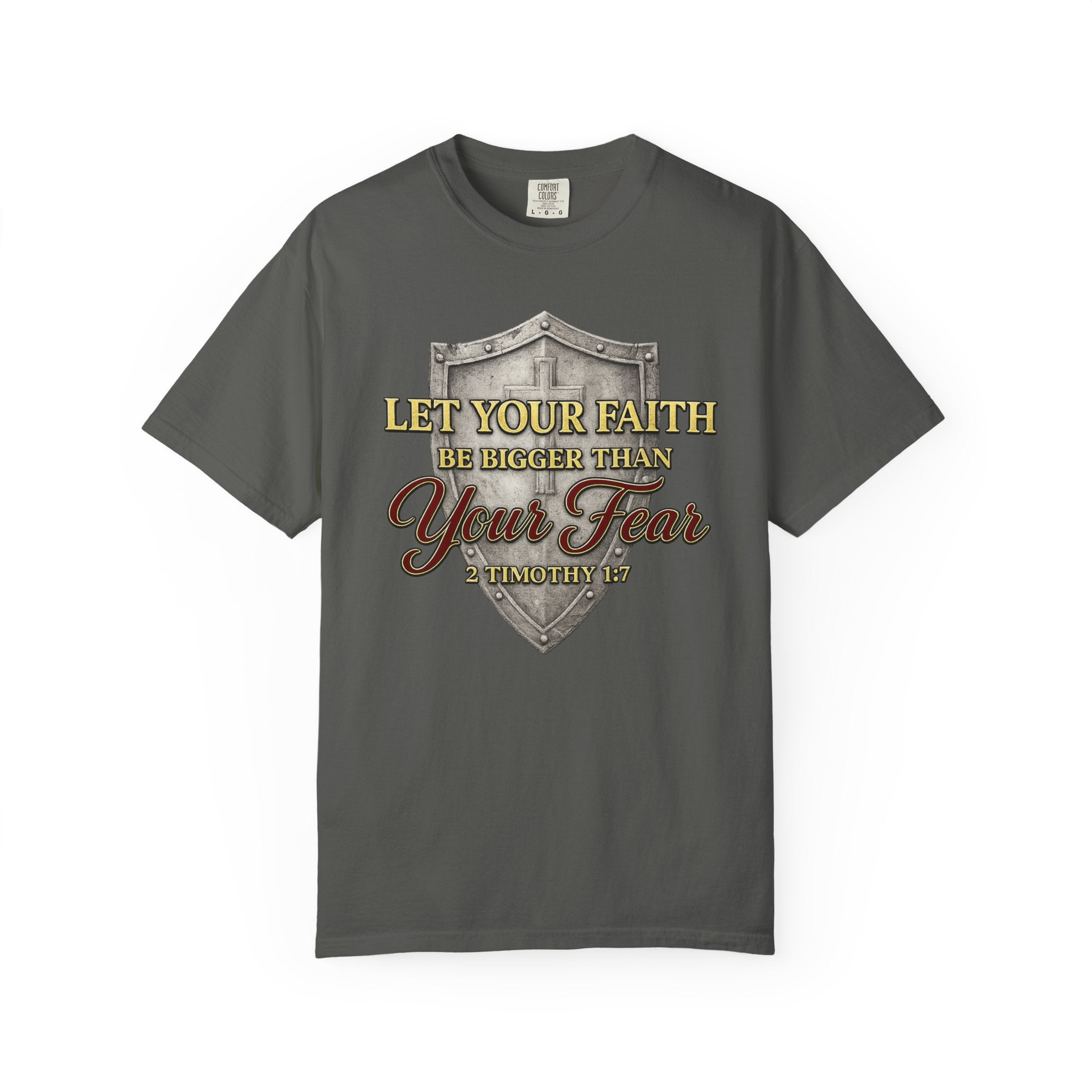 Faith Shield T-Shirt — "Let Your Faith Be Bigger Than Your Fear" Inspirational Christian Tee