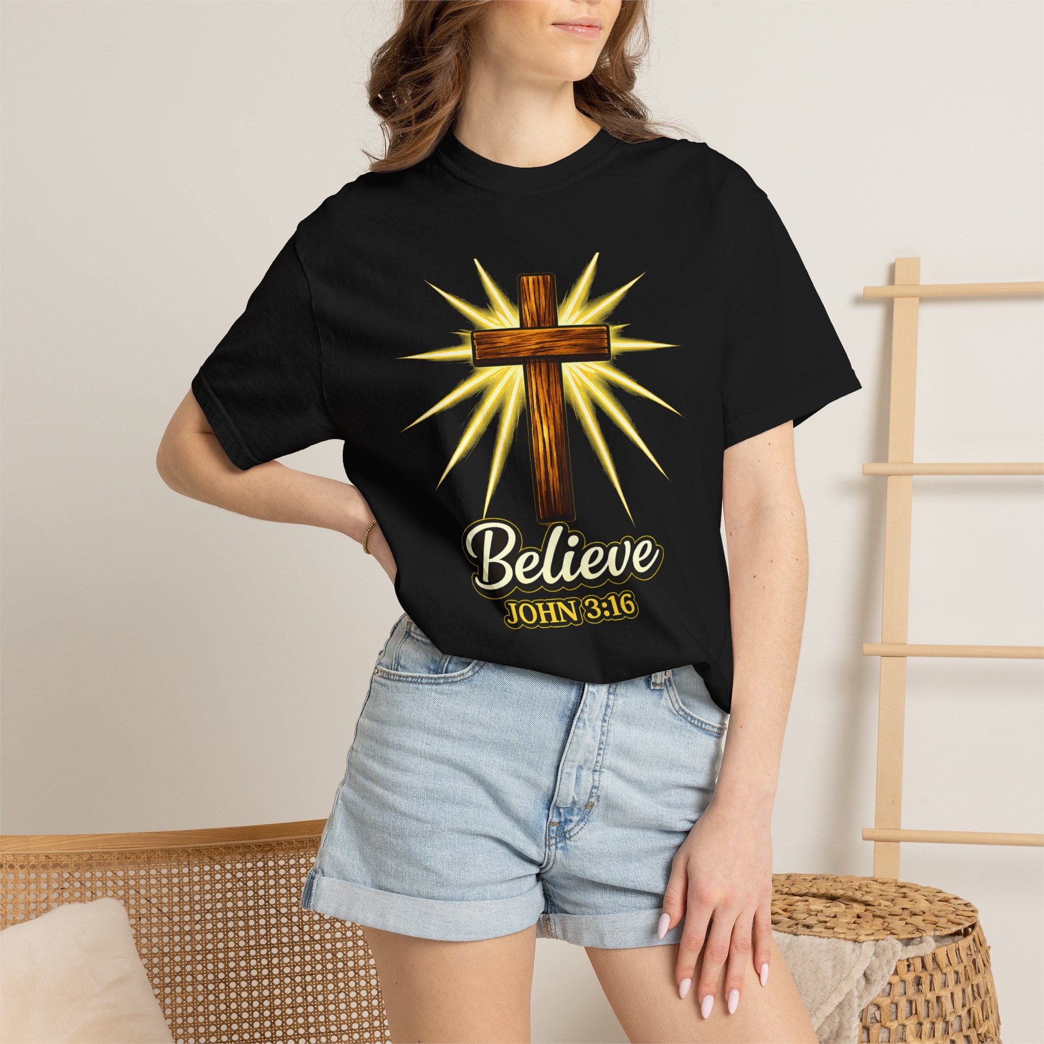Believe John 3:16 Cross T‑Shirt