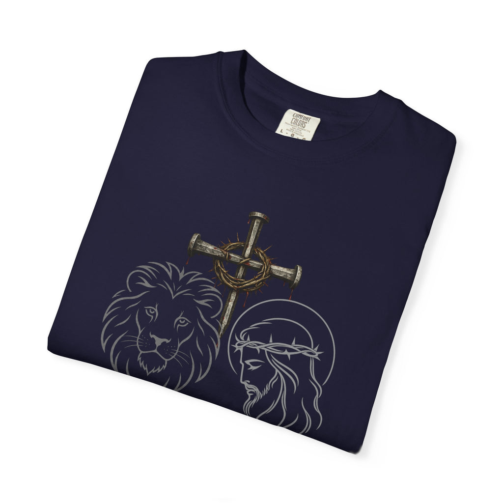 Christian Lion & Cross T-Shirt — 'Revelation 5' Faith Graphic Tee