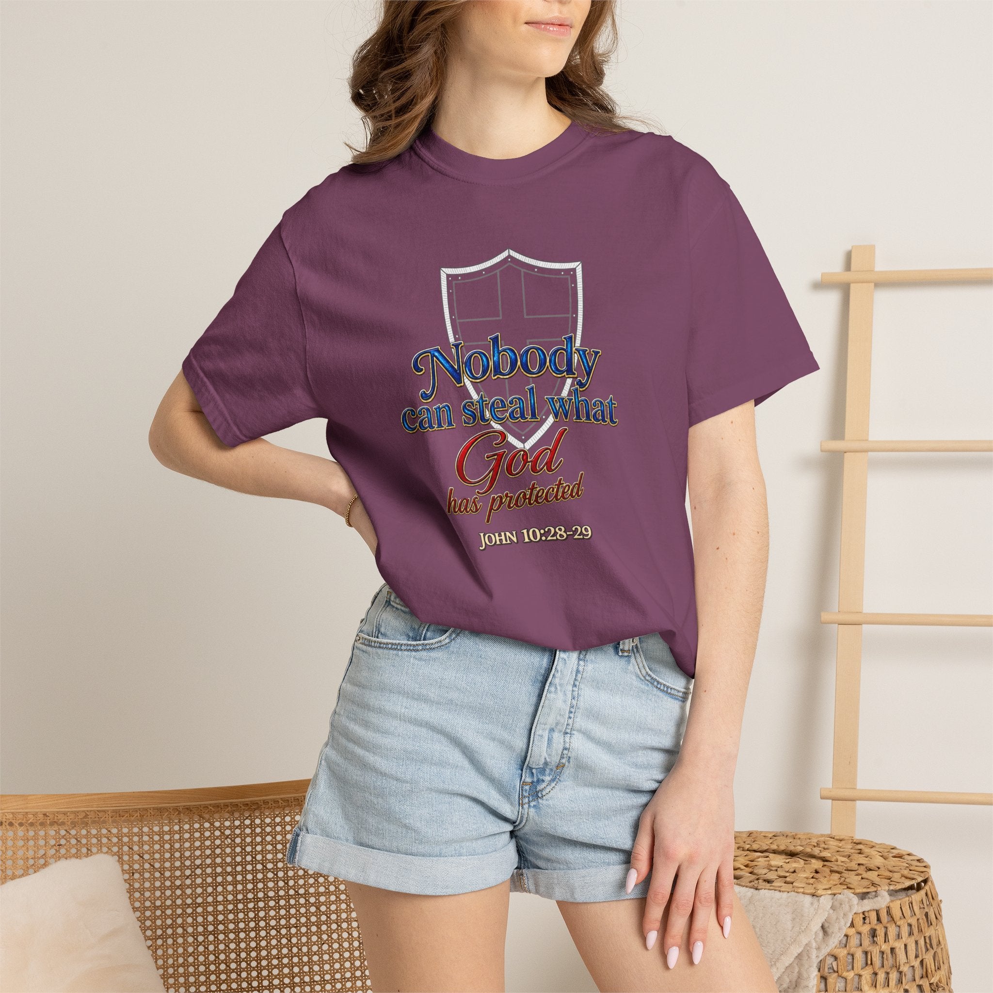 Faith Shield T‑Shirt — "Nobody Can Steal What God Has Protected" Christian Tee