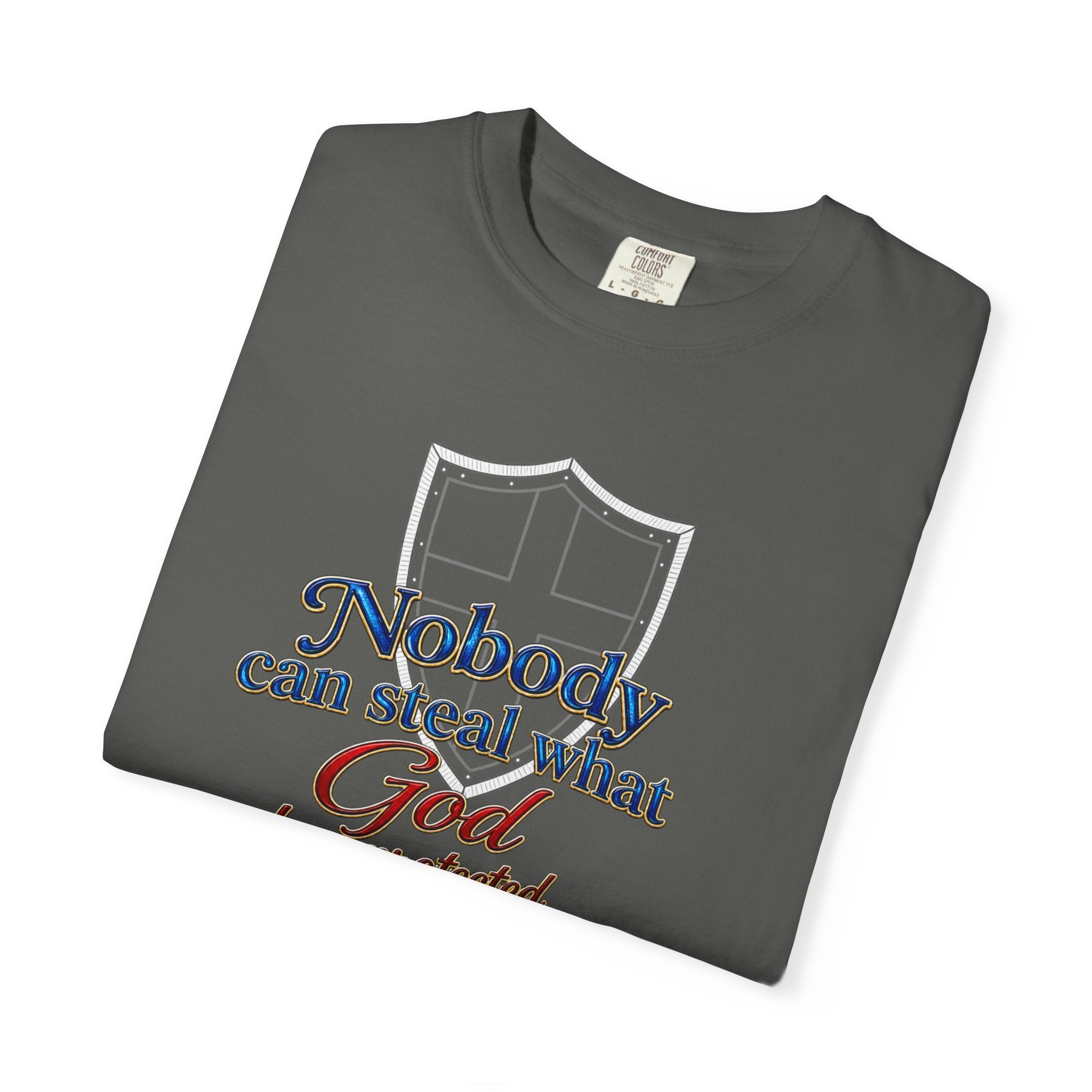 Faith Shield T‑Shirt — "Nobody Can Steal What God Has Protected" Christian Tee