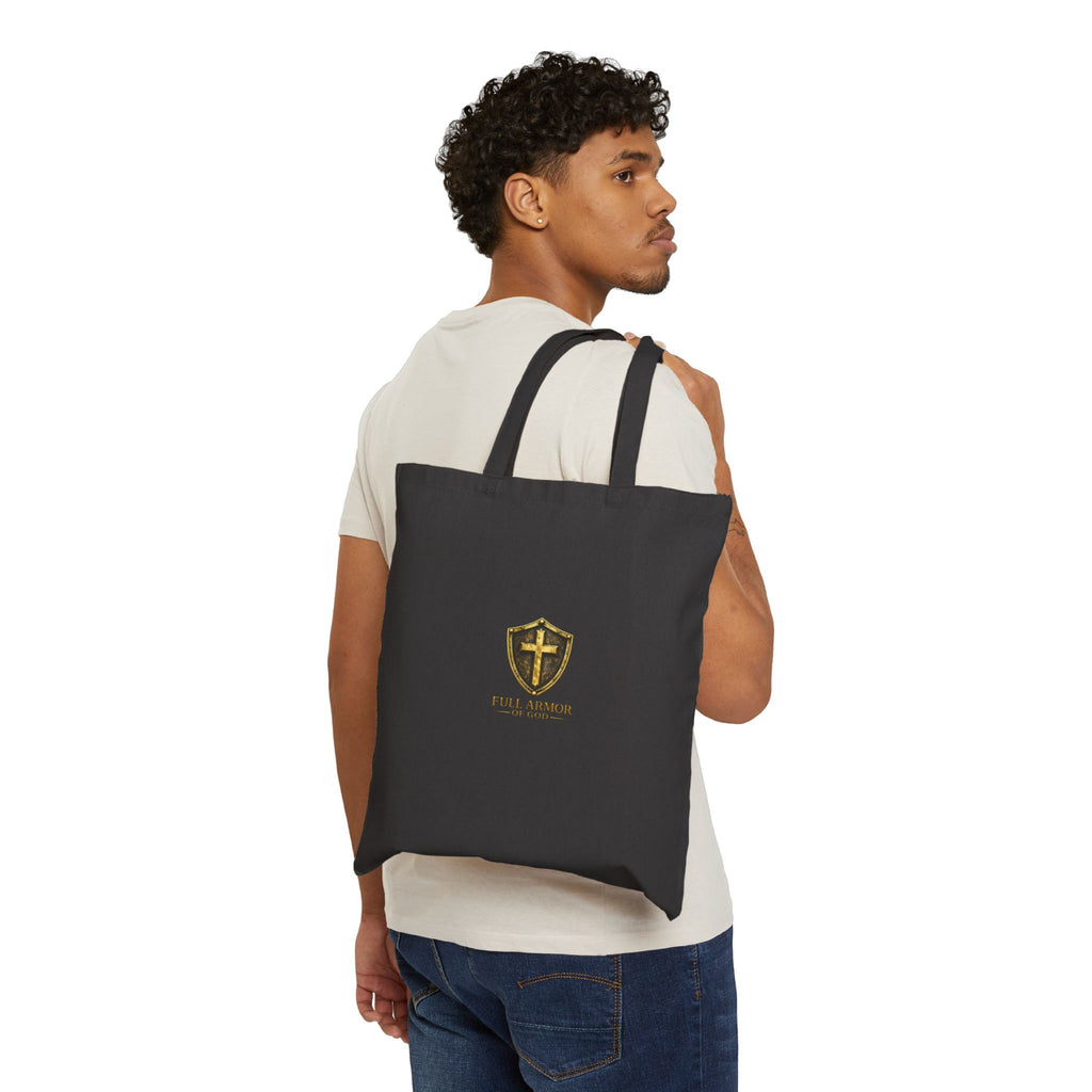Faith Shield Tote — "Full Armor" Isaiah 53 Canvas Tote Bag