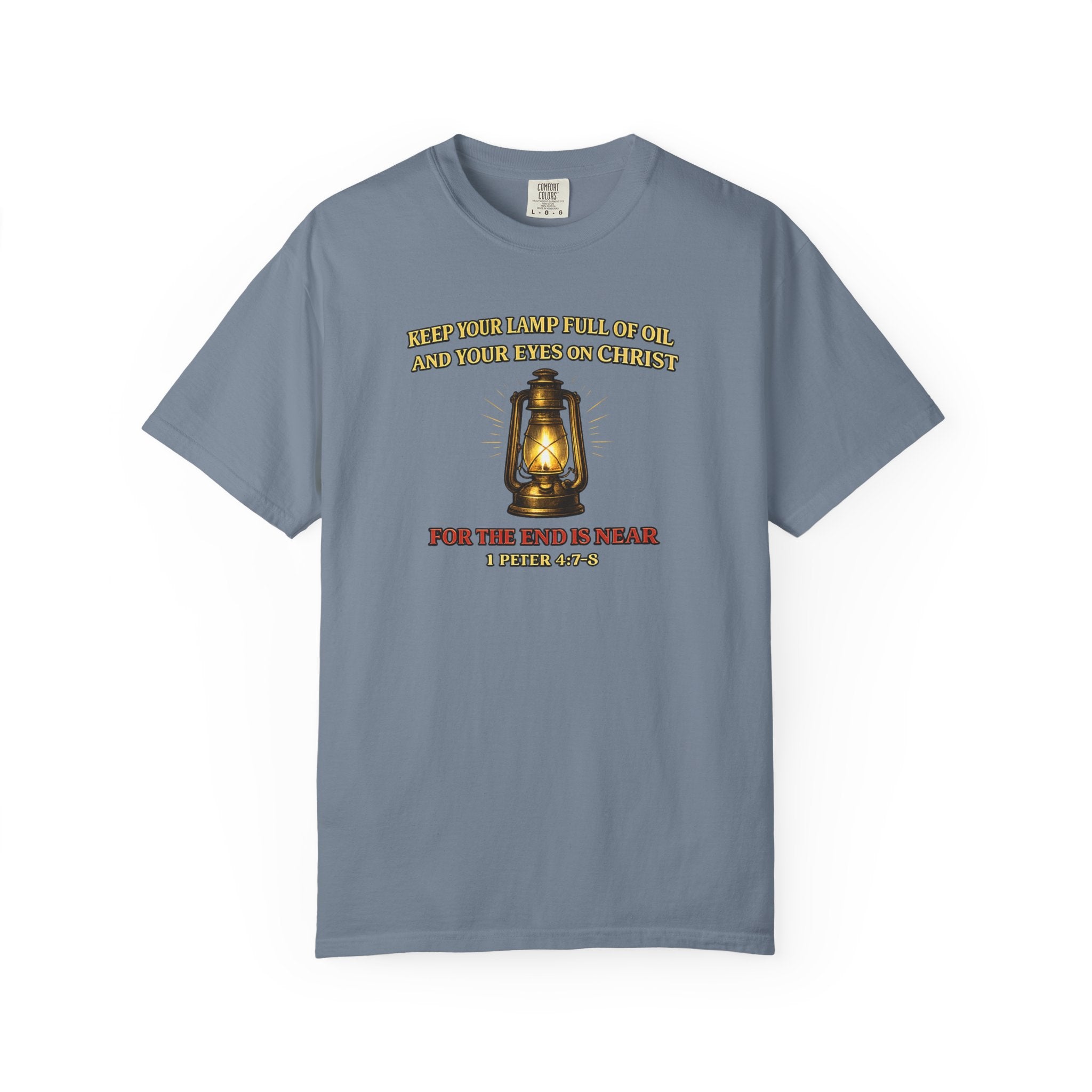 Christian Lantern T-Shirt — "Keep Your Lamp Full of Oil" Scripture Tee