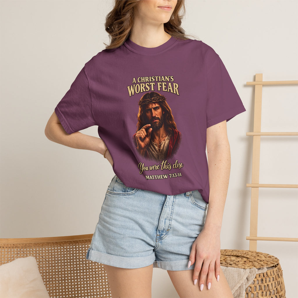 Christian T-Shirt "A Christian's Worst Fear" — Jesus Graphic Tee with "Full Armor of God" Back