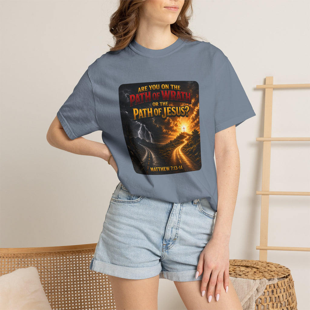 Christian Faith T-Shirt — "Path of Jesus" Matthew 7:13-14 Inspirational Tee