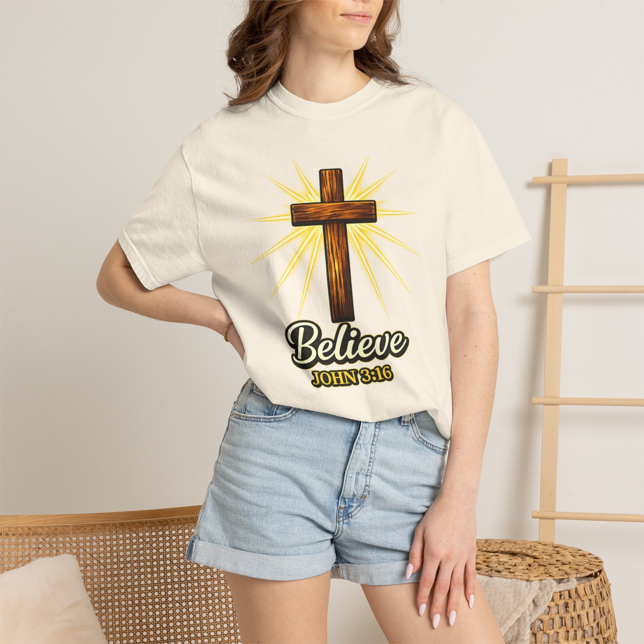 Believe John 3:16 Cross T‑Shirt