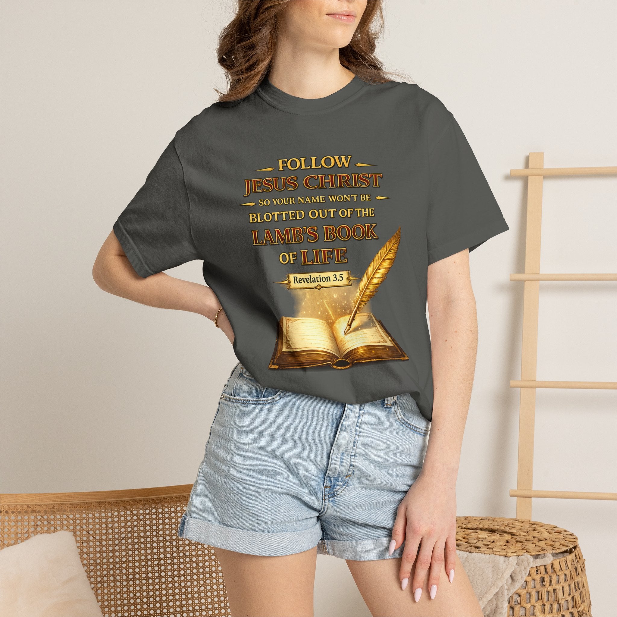 Follow Jesus Christ T-Shirt — "Blotted Out of the Lamb's Book of Life" Religious Christian Tee