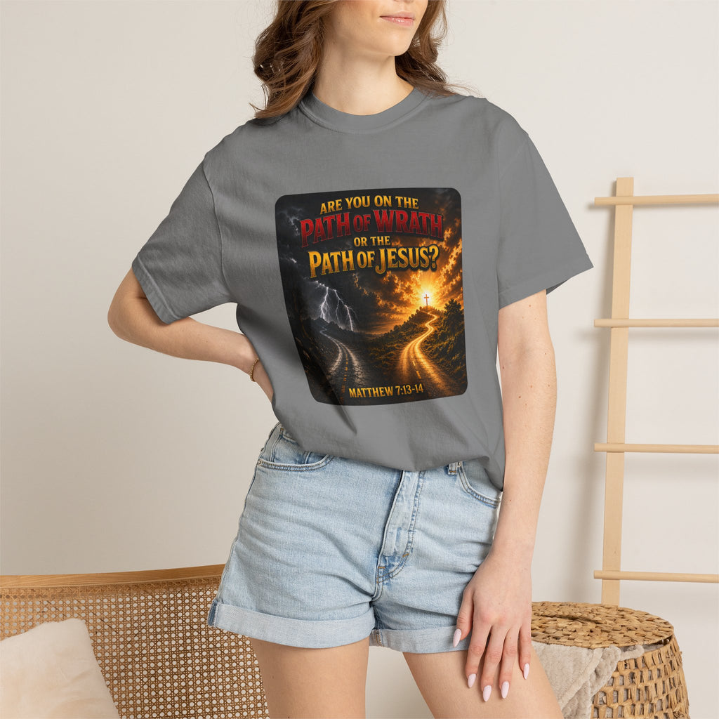 Christian Faith T-Shirt — "Path of Jesus" Matthew 7:13-14 Inspirational Tee