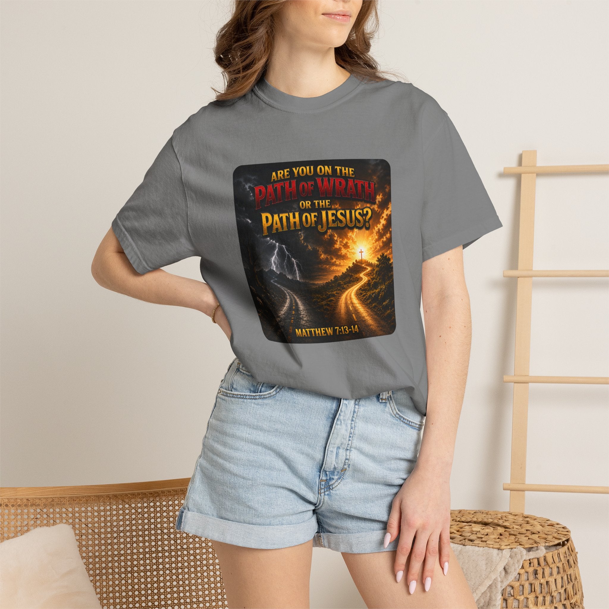 Christian Faith T-Shirt — "Path of Jesus" Matthew 7:13-14 Inspirational Tee