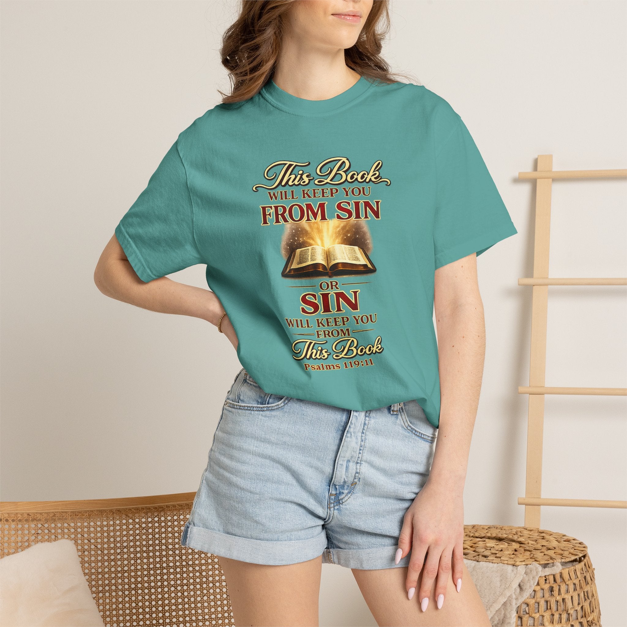 Bible Verse T-Shirt — "This Book Will Keep You From Sin" Psalm 119:11 Christian Tee