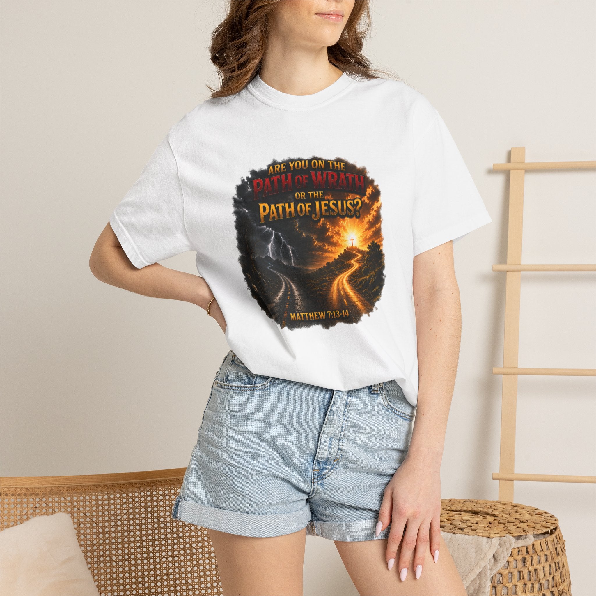 Christian Faith T-Shirt — "Path of Jesus" Matthew 7:13-14 Inspirational Tee
