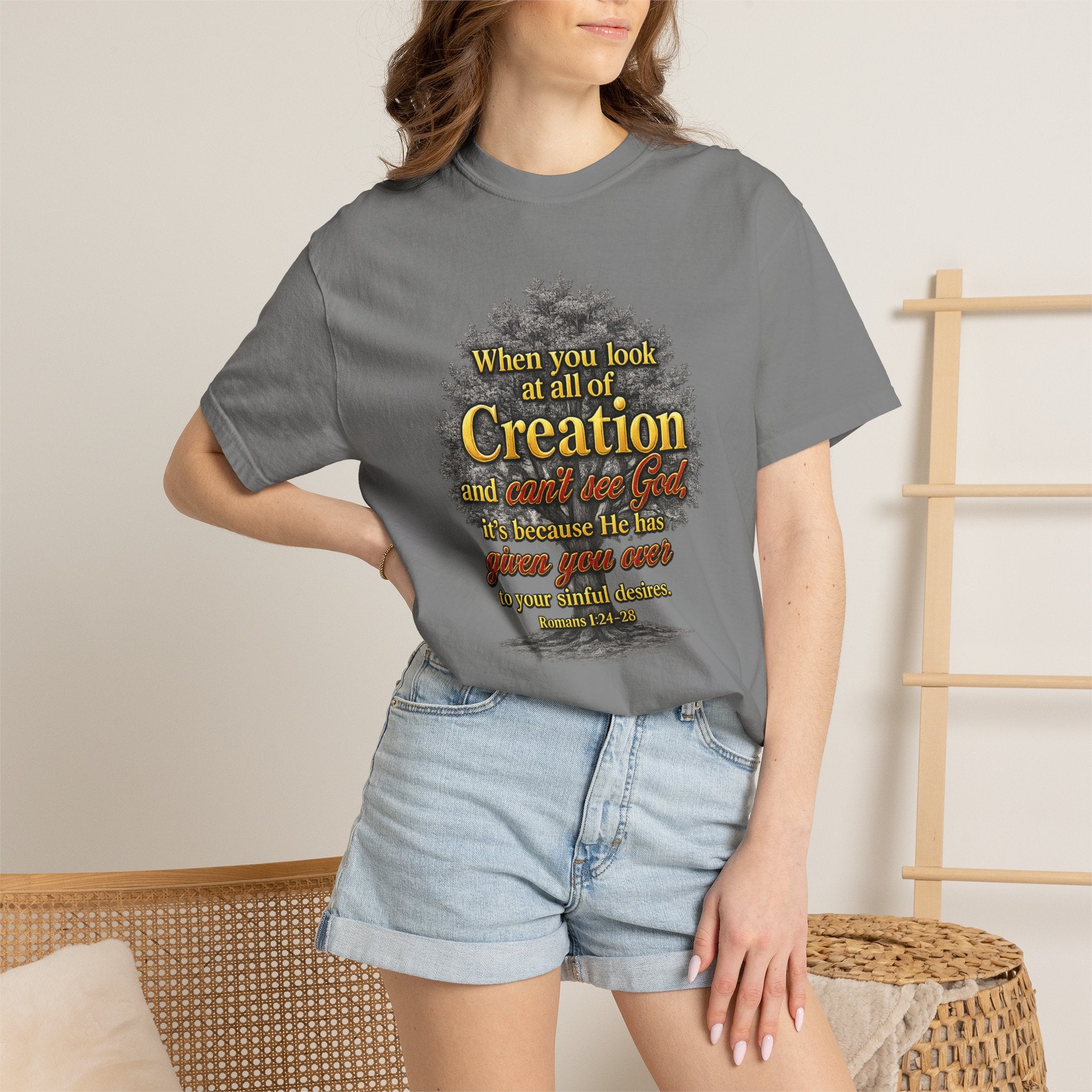 Creation Tree Christian T-Shirt — "When you look at all of Creation" Inspirational Faith Tee