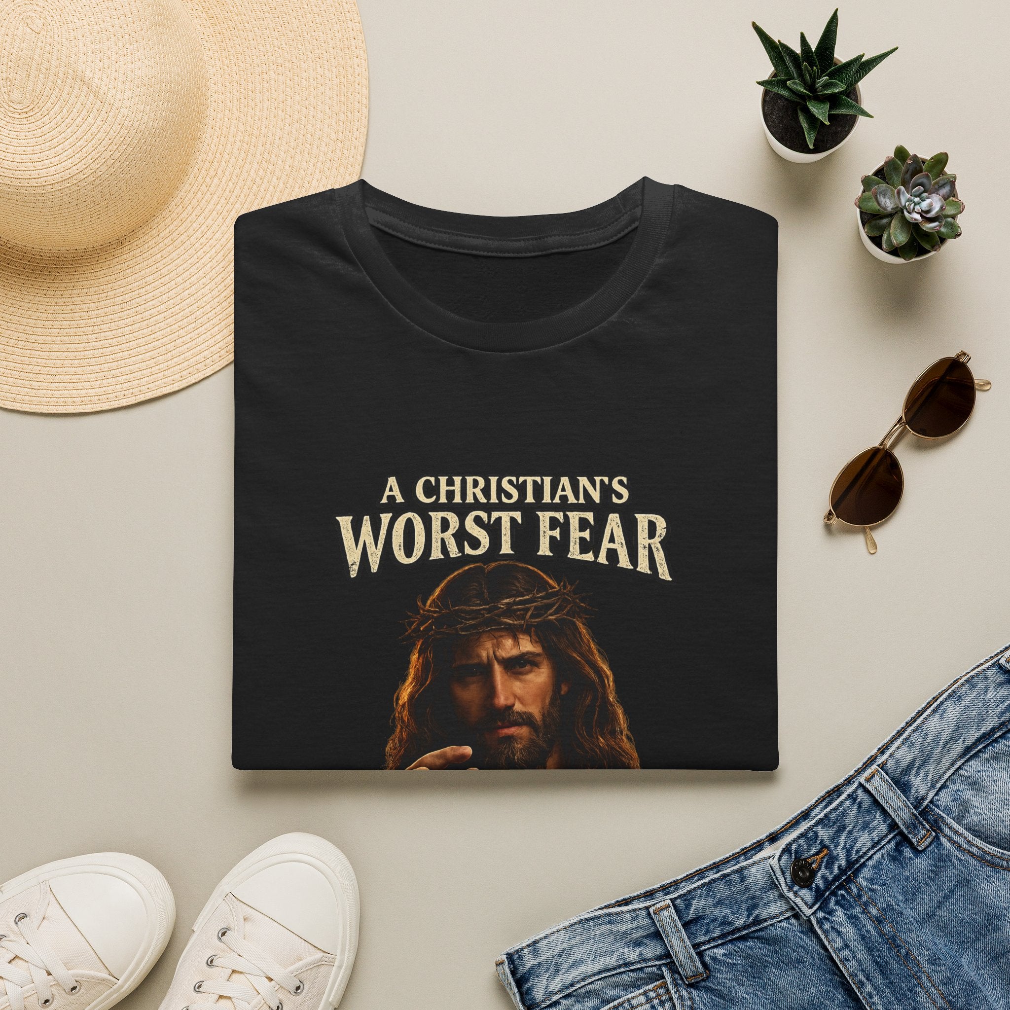 T-Shirt — “A Christian’s Worst Fear: You Were This Close” Vintage Jesus Holiday Tee