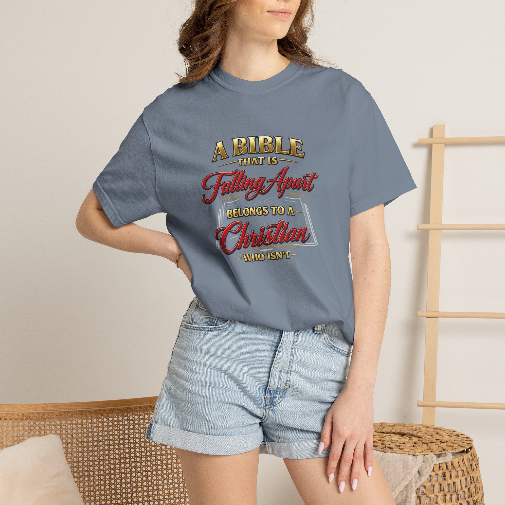 Christian Message T-Shirt — “A Bible That Is Falling Apart Belongs to a Christian Who Isn’t” Spiritual Faith Tee