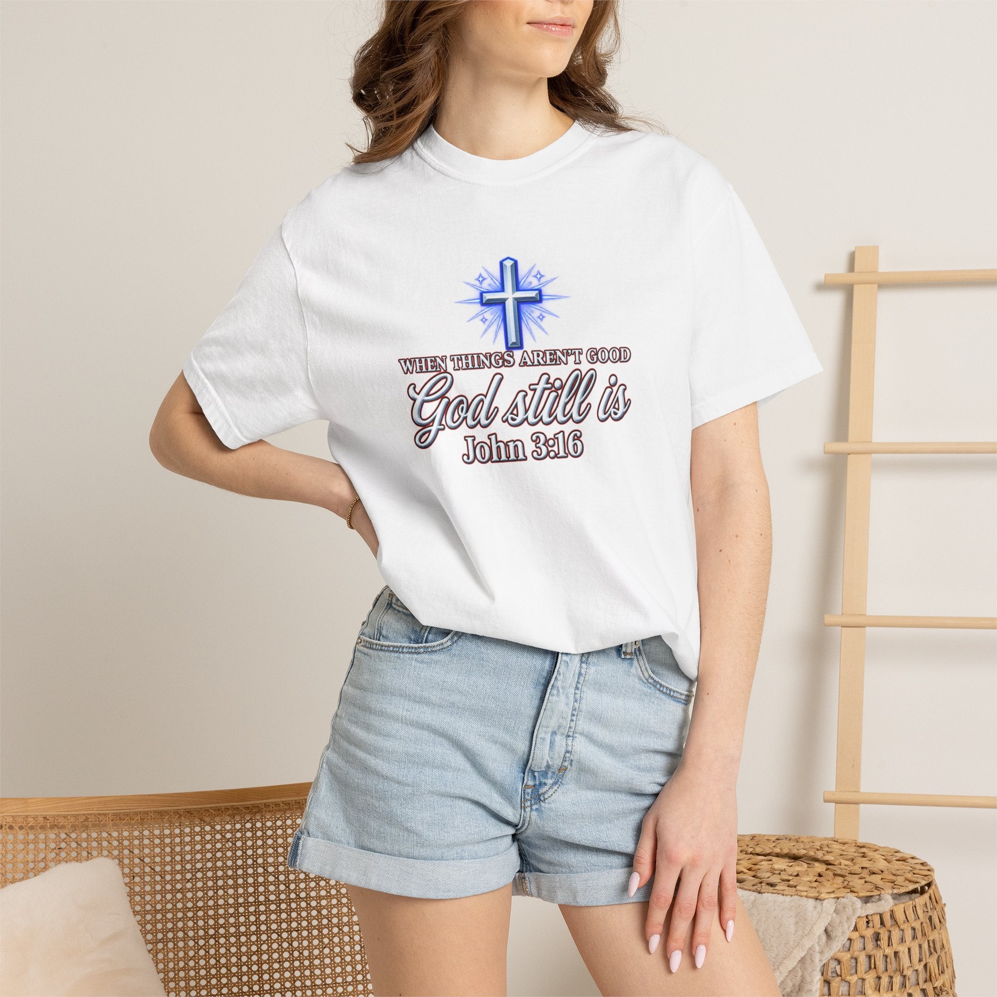 God Still Is T-Shirt – John 3:16 Cross Christian Tee (Full Armor of God)